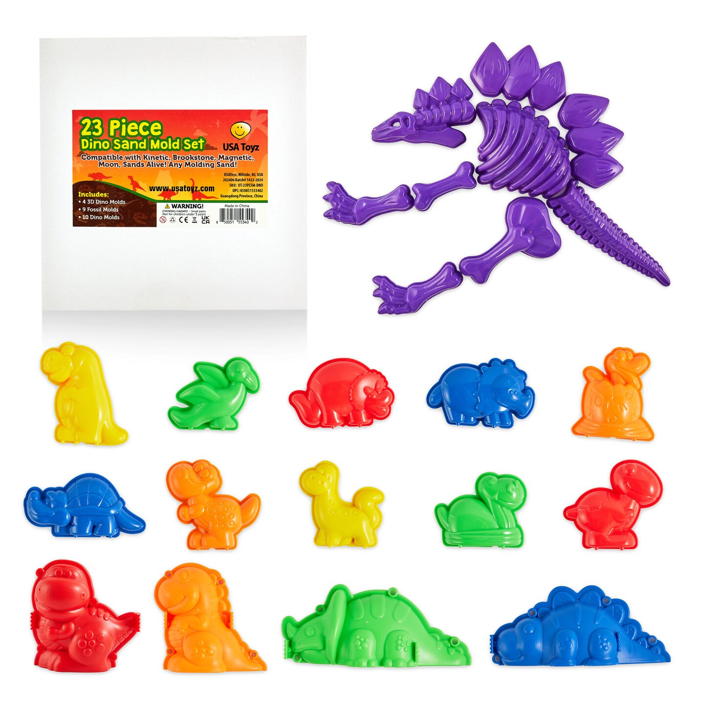 USA Toyz Dinosaur Sand Molds Beach Toys for Kids- 23pk