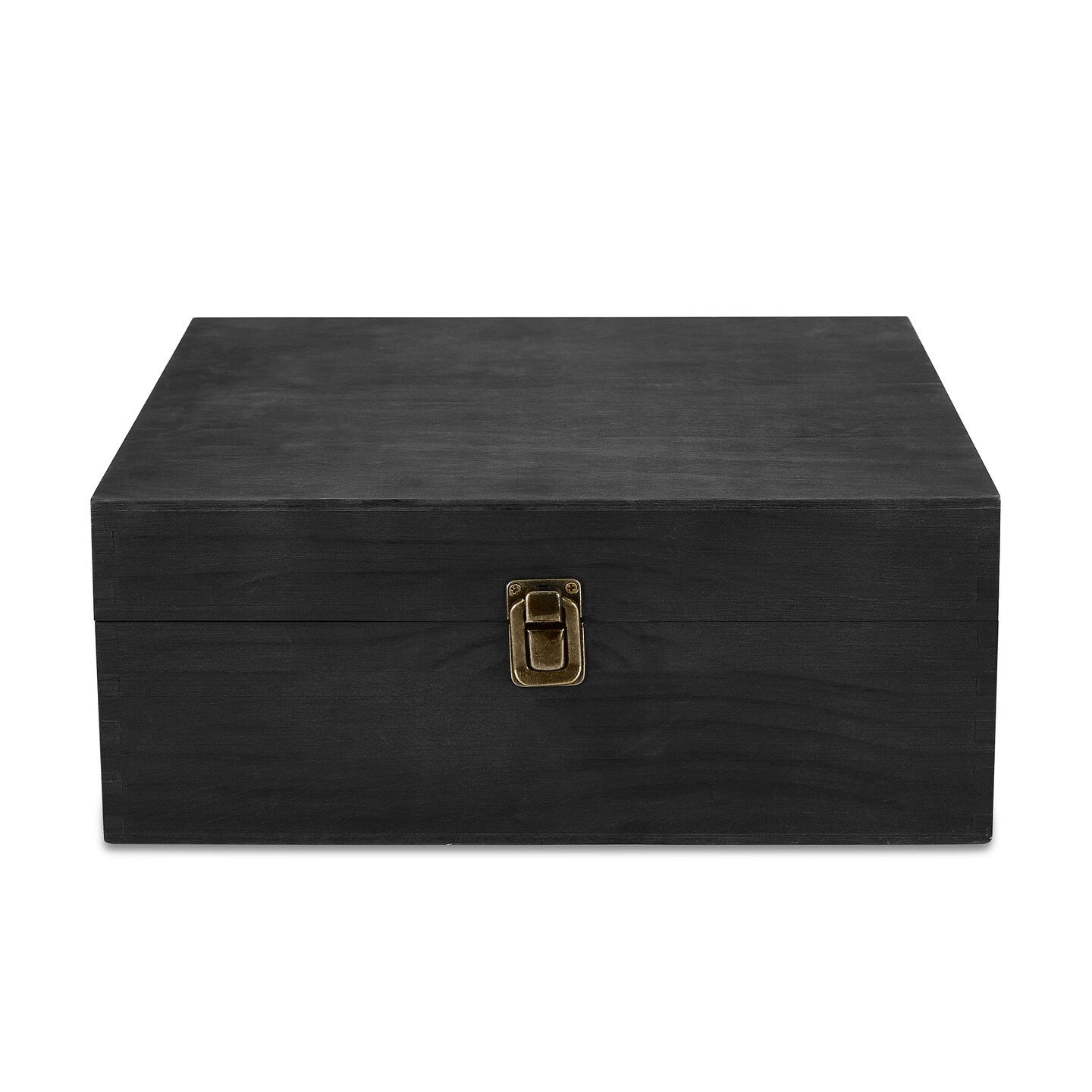 Makerflo Large Pine Wood Memory Box with Black Felt Inside and Hinged with Clasp of Front, Keepsake Wooden Box Ideal for Craft and Personalization (Laser Engraving, Epoxy, UV DTF, and Vinyl)