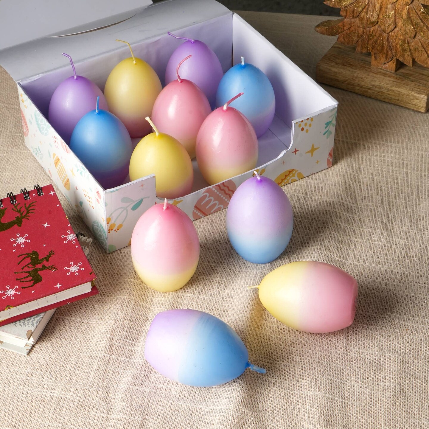 Easter Egg Ombrey Multicolor Decorative Candle-Pack Of 12