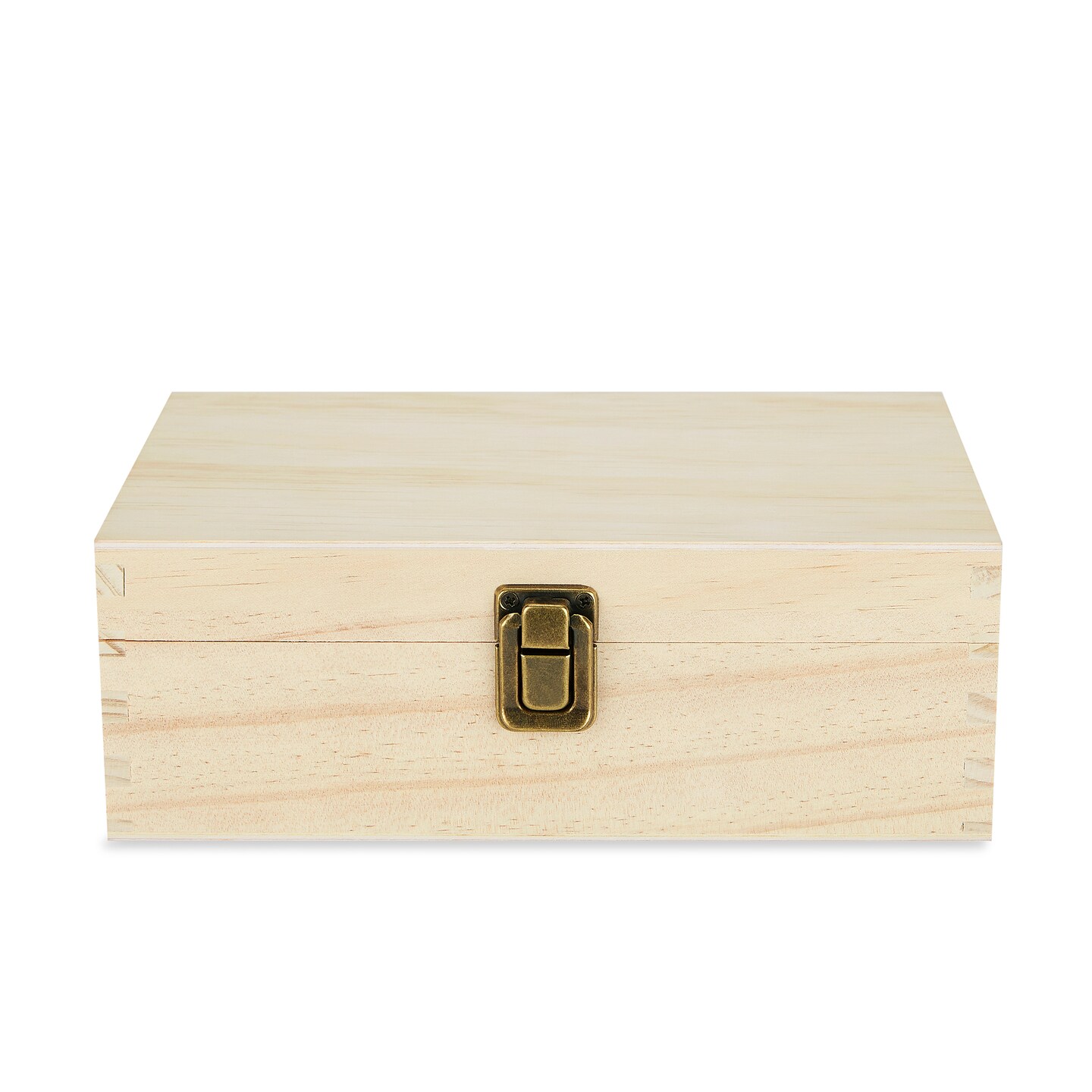 Makerflo Medium Pine Wood Memory Box with Black Felt Inside and Hinged with Clasp of Front, Keepsake Wooden Box Ideal for Craft and Personalization (Laser Engraving, Epoxy, UV DTF, and Vinyl)