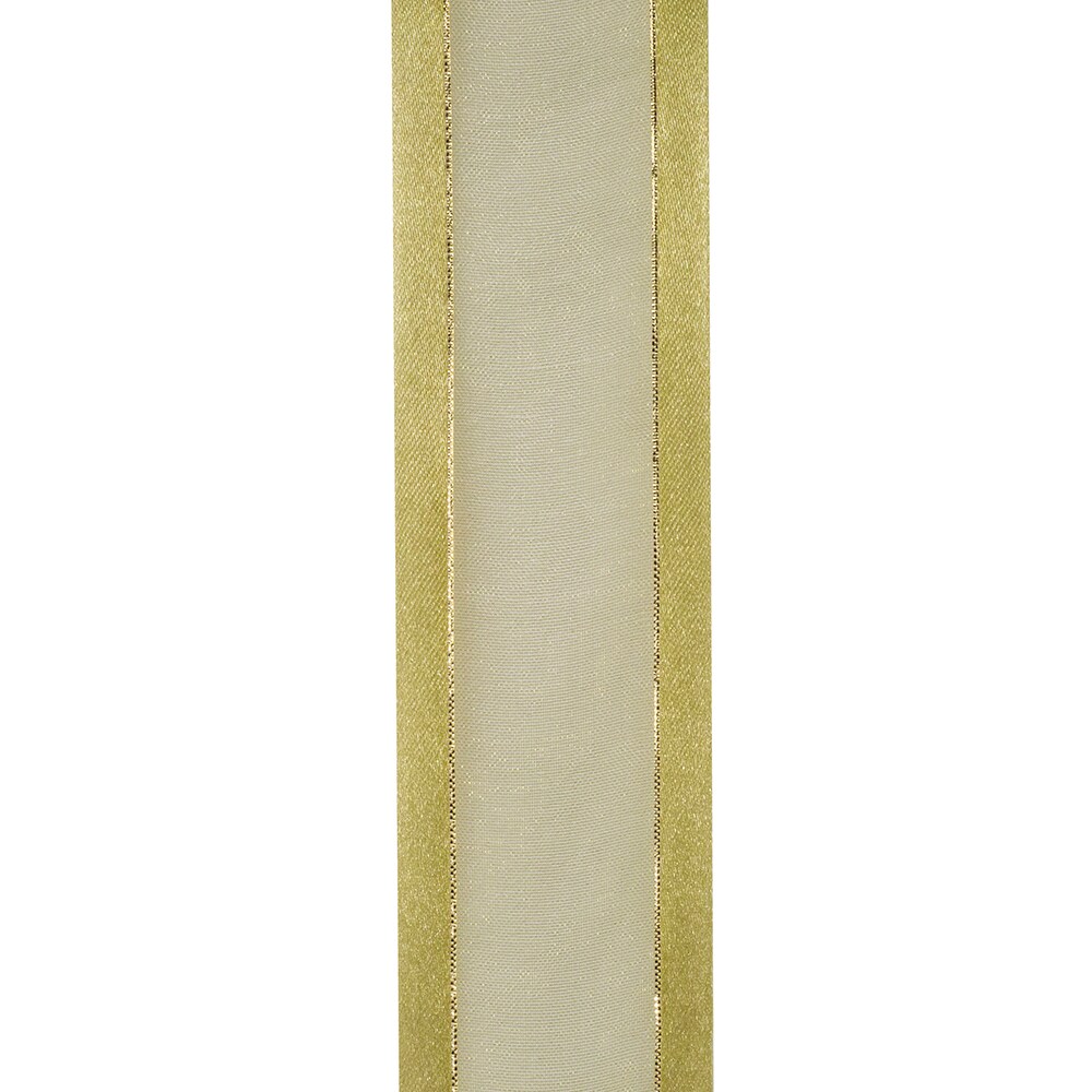 Sheer Satin Edge Metallic Ribbon --- 1-1/2 inch x 25 yards --- Willow Green Color