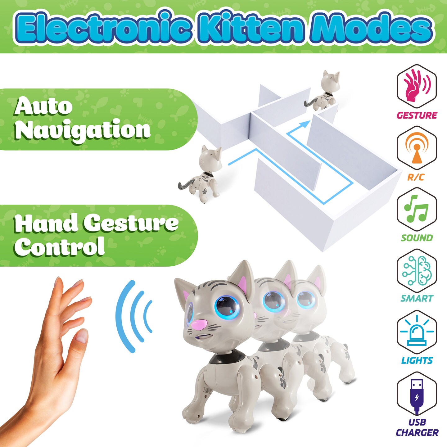 Power Your Fun Robo Pets Robot Cat - Gray