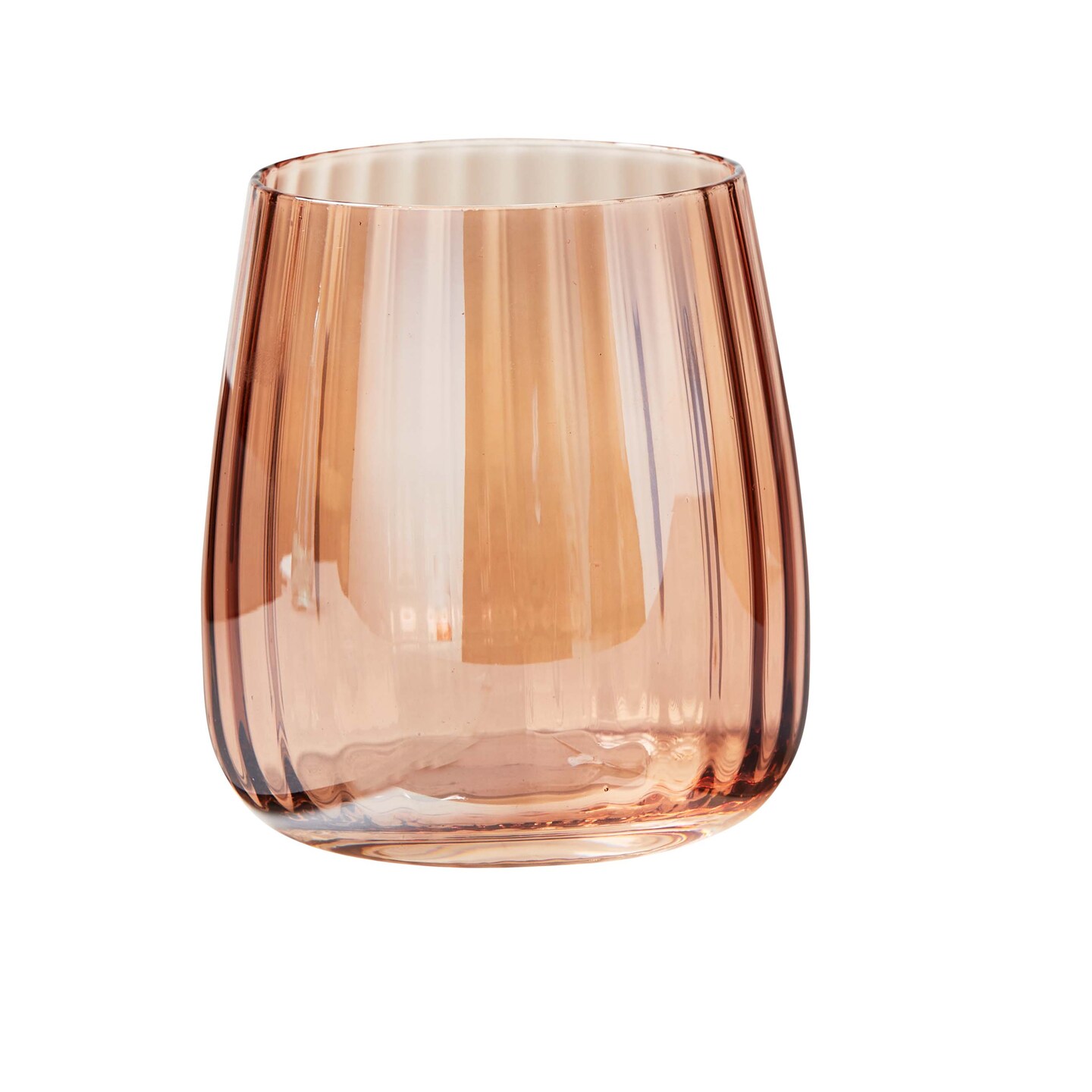 Chelsea Iridescent Optic Stemless Wine Glasses Blush 14oz Hand Wash Only Everyday Drinkware Set of 4