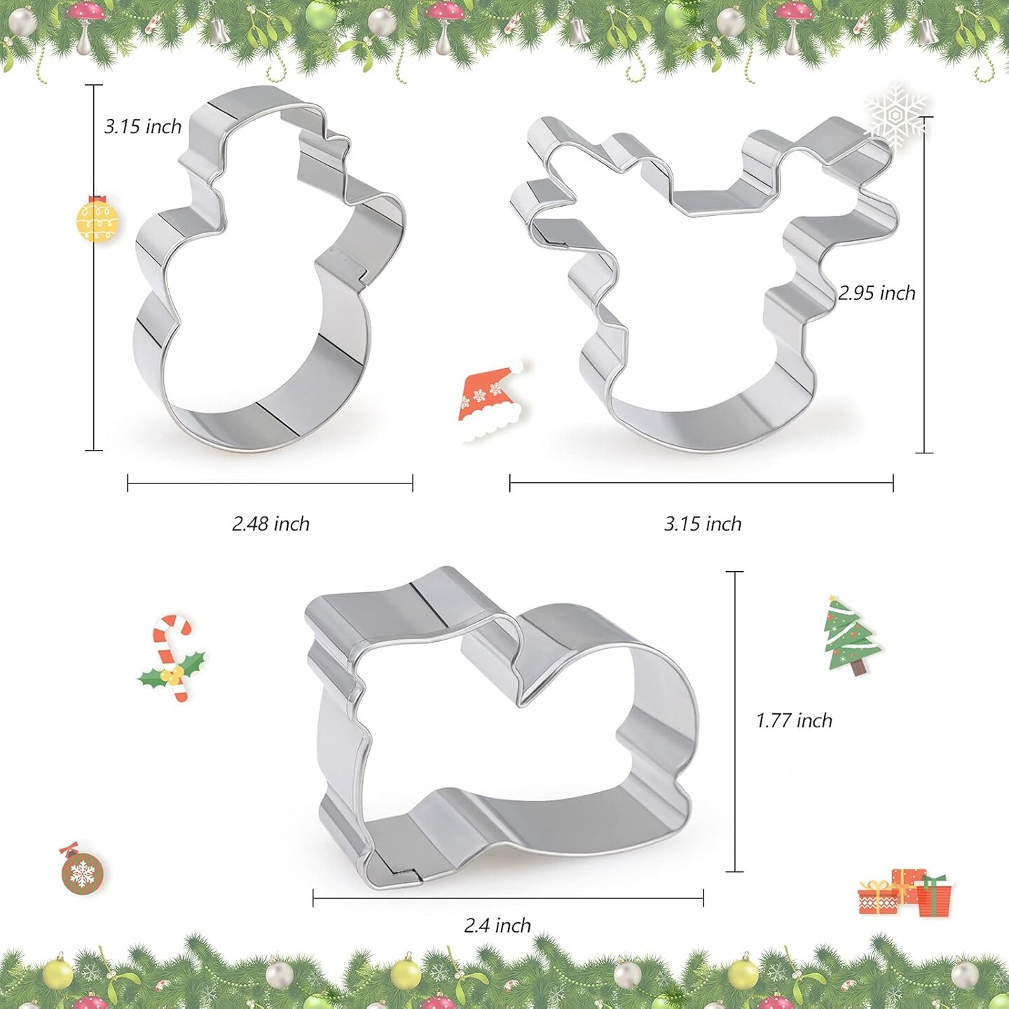 9 Piece Stainless Steel Christmas Cookie Cutter Set for Holiday Baking
