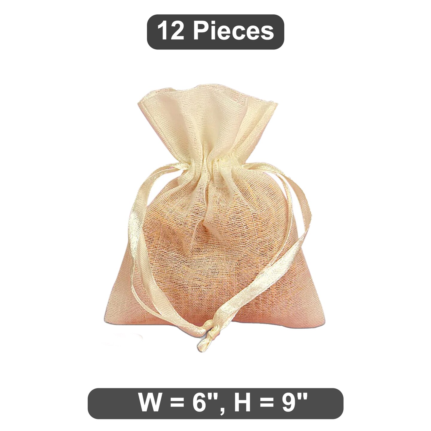 Natural Cotton Muslin Bags 6&#x22; x 9&#x22; Stylish Drawstring Pouches