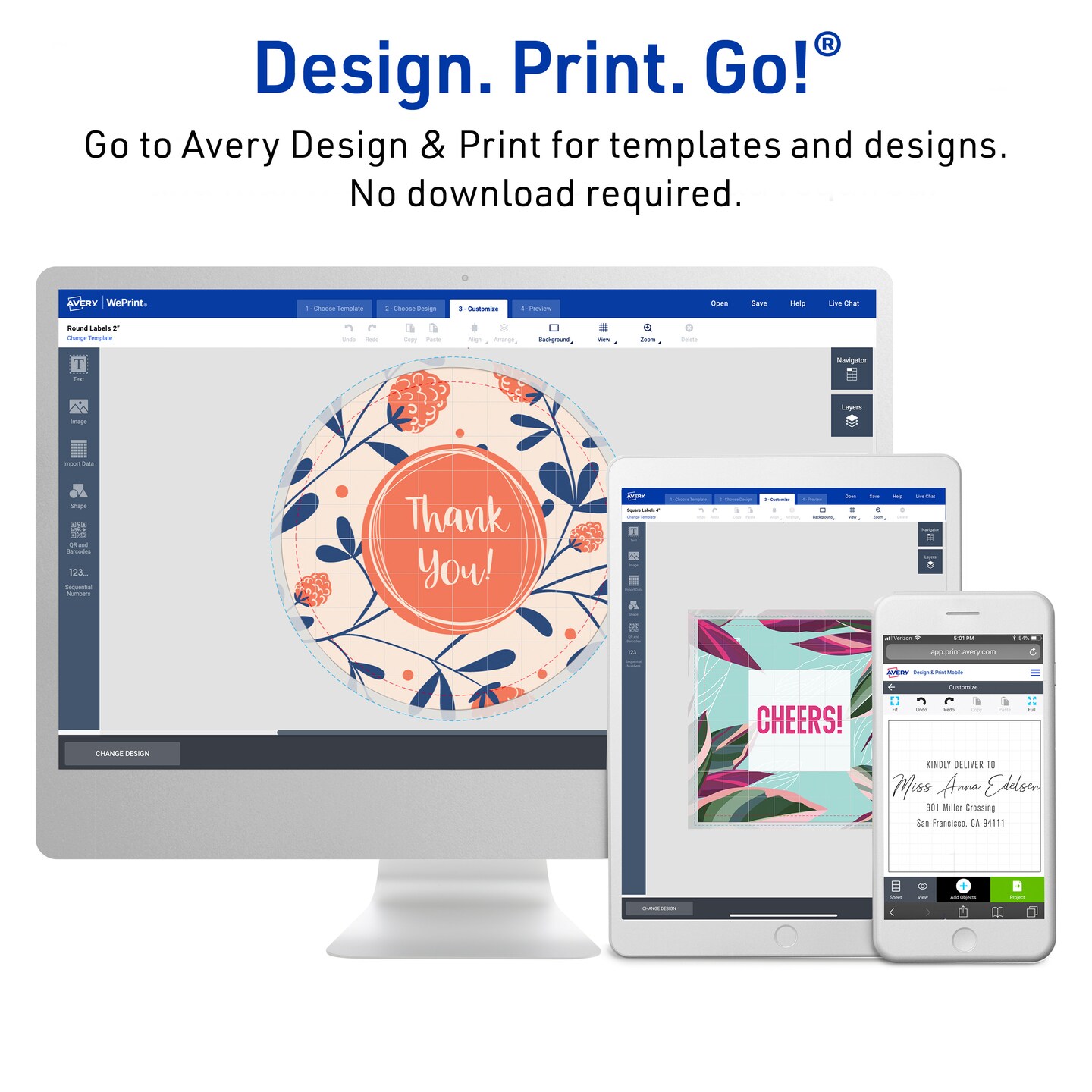 Avery Printable Bag Toppers with Bags, Permanent Adhesive, 1-3/4" x 5", 40 Labels (22801)