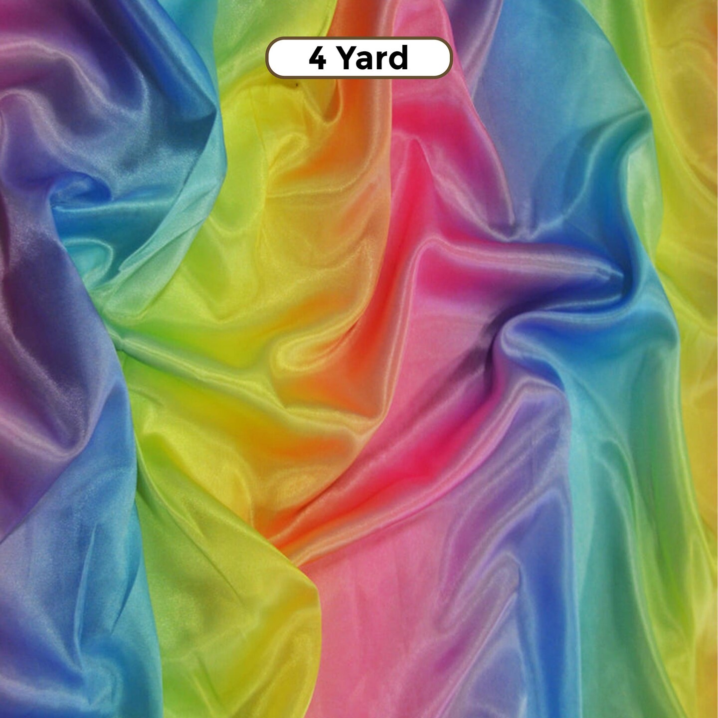 Multi Color Rainbow Satin Fabric 60&#x22; Wide Silky Charmeuse with Ombre Color Wave