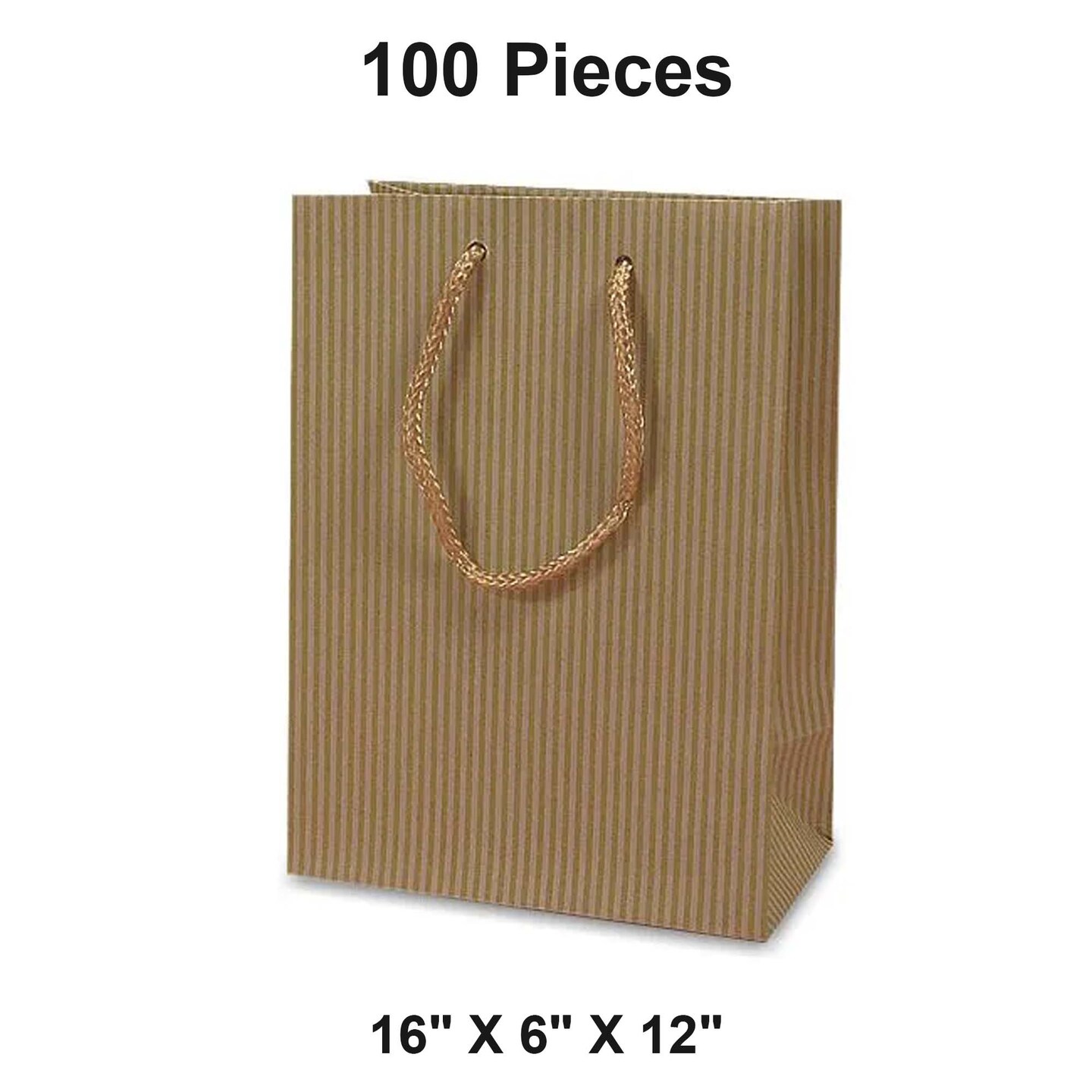Wide Pinstripe Paper Euro Totes 16&#x27;&#x27; X 6&#x27;&#x27; X 12&#x27;&#x27; High-Quality