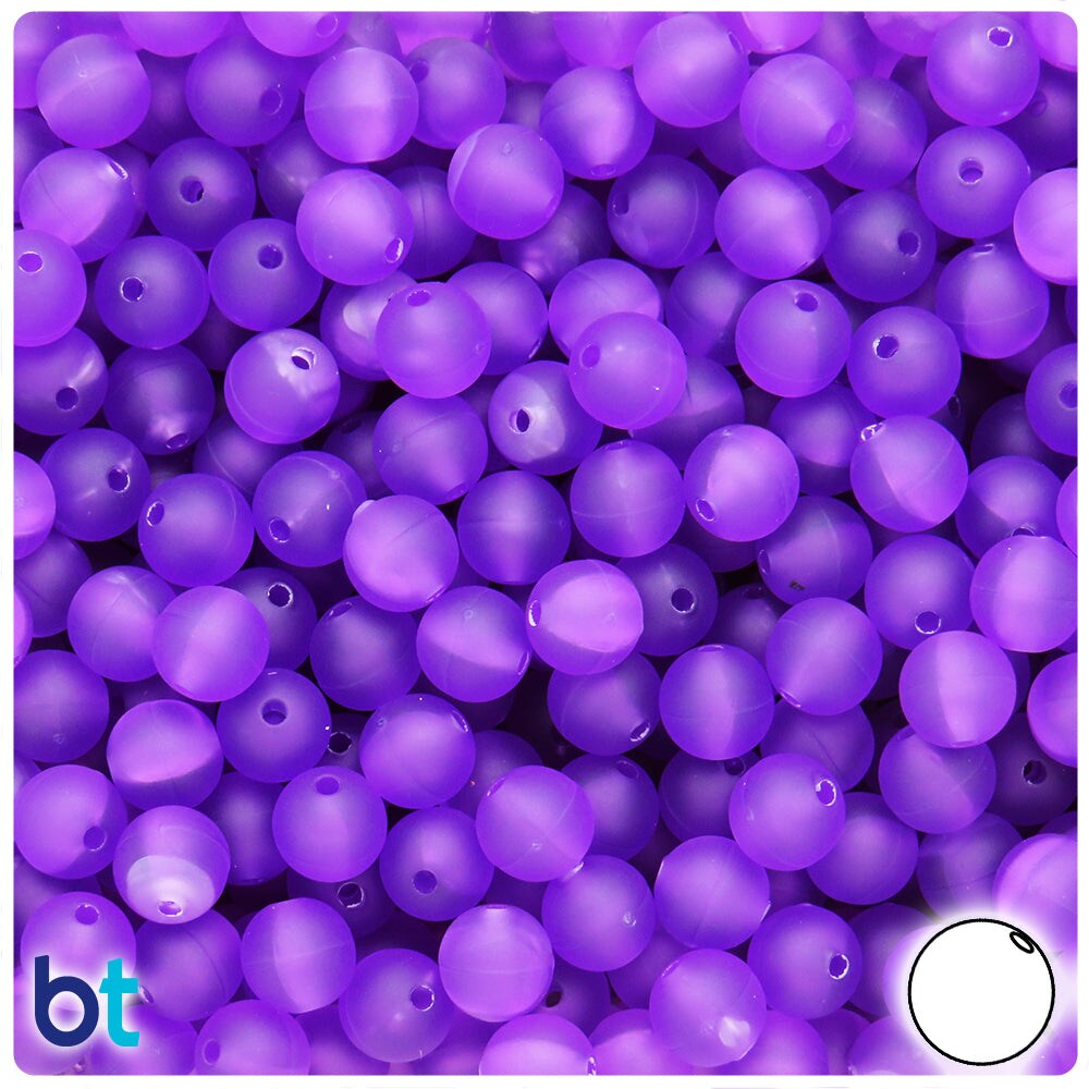 BeadTin Amethyst Frosted 8mm Round Plastic Craft Beads (300pcs)