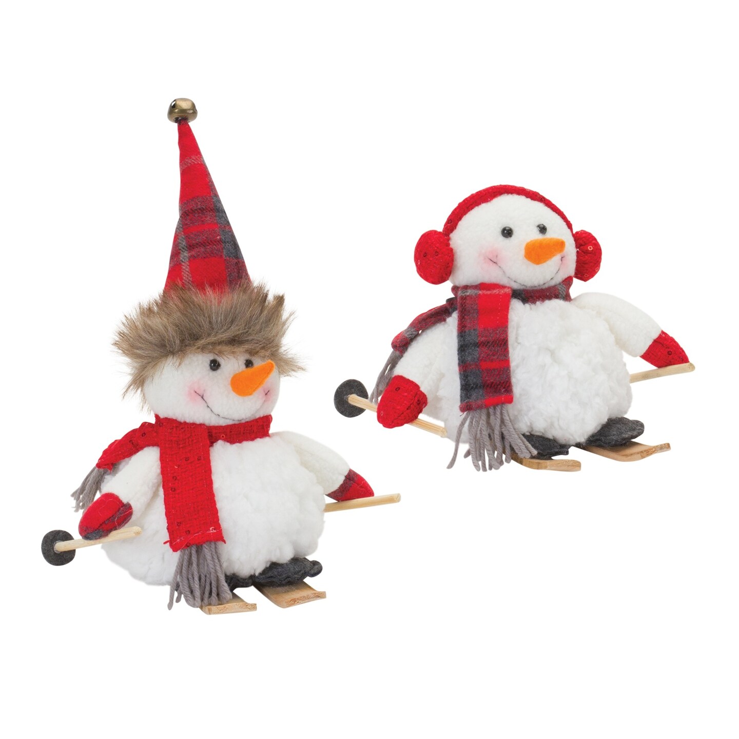 Melrose Snowman on Skis Christmas Figurines - 11&#x22; - Set of 2
