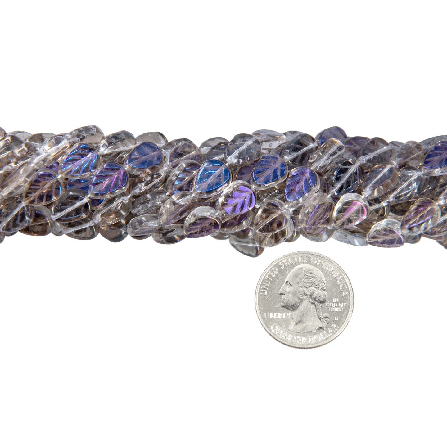 10x8mm Blue Iris Crystal Leaf Beads, 23-25 beads GB-LB21
