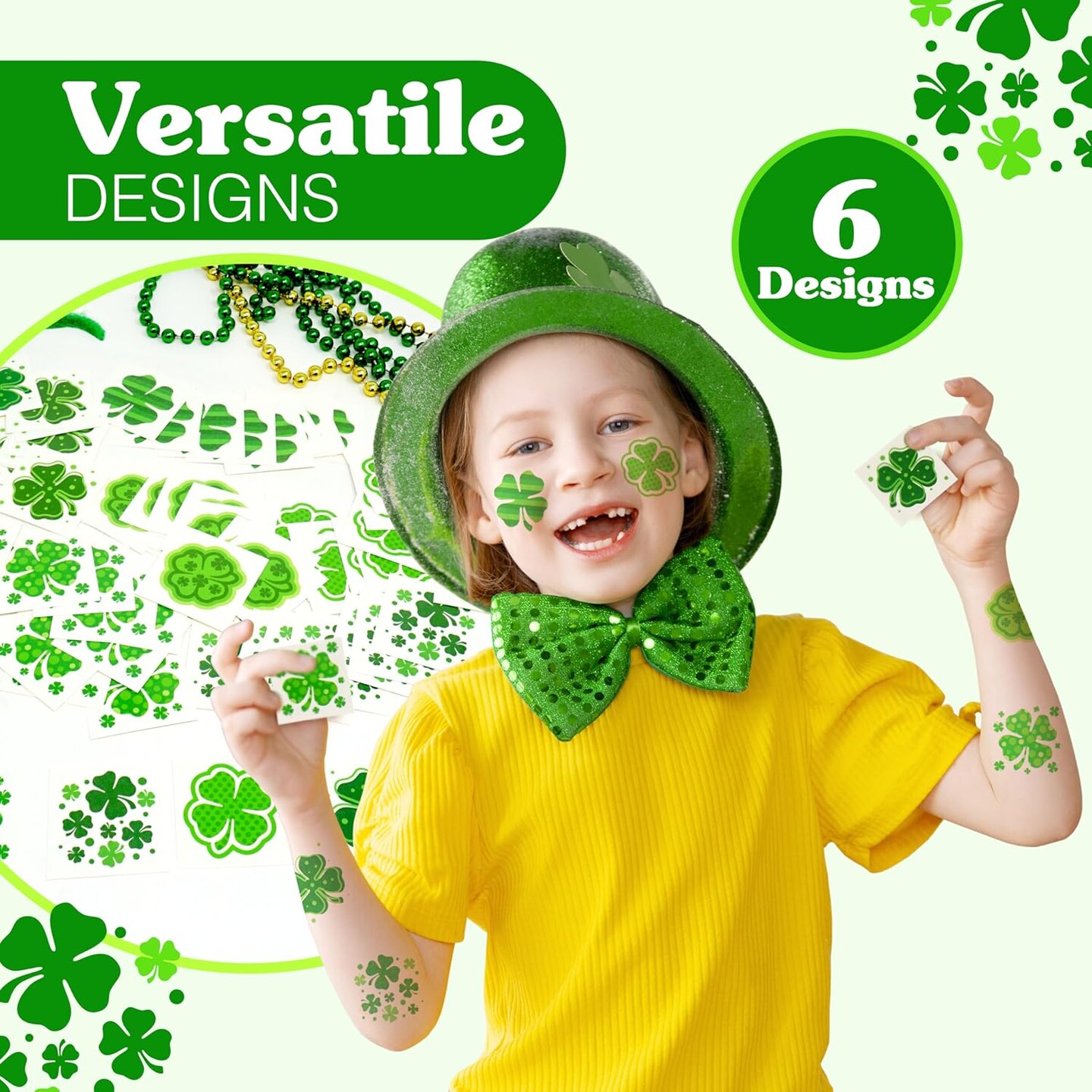 4E's Novelty 72 Pack Shamrock Tattoos Pre-Cut St. Patrick's Day Party Favors for Kids Bulk Gifts Accessories