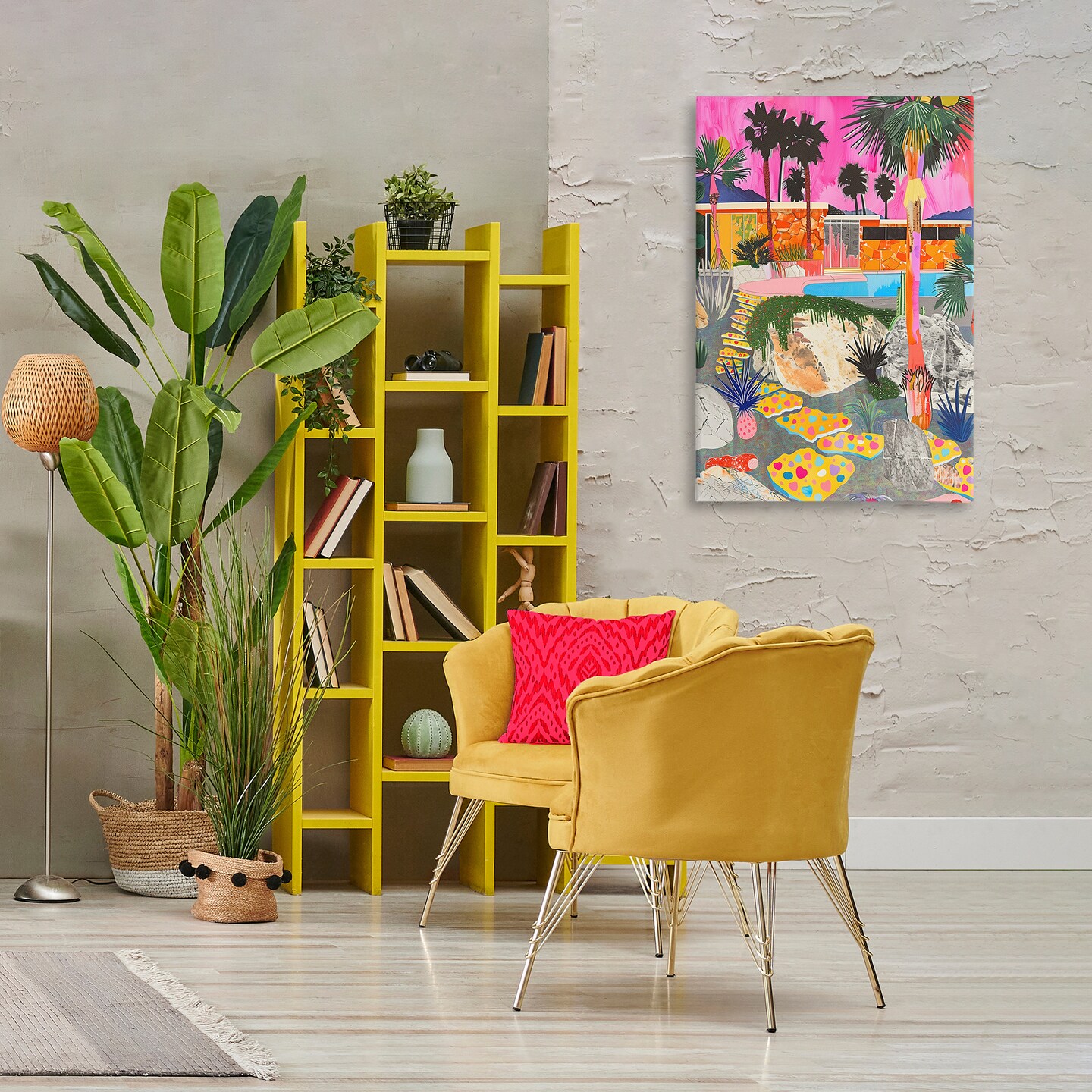 Stupell Industries Modern Tropical Villa Collage Canvas Wall Art Design by Jess Stempel