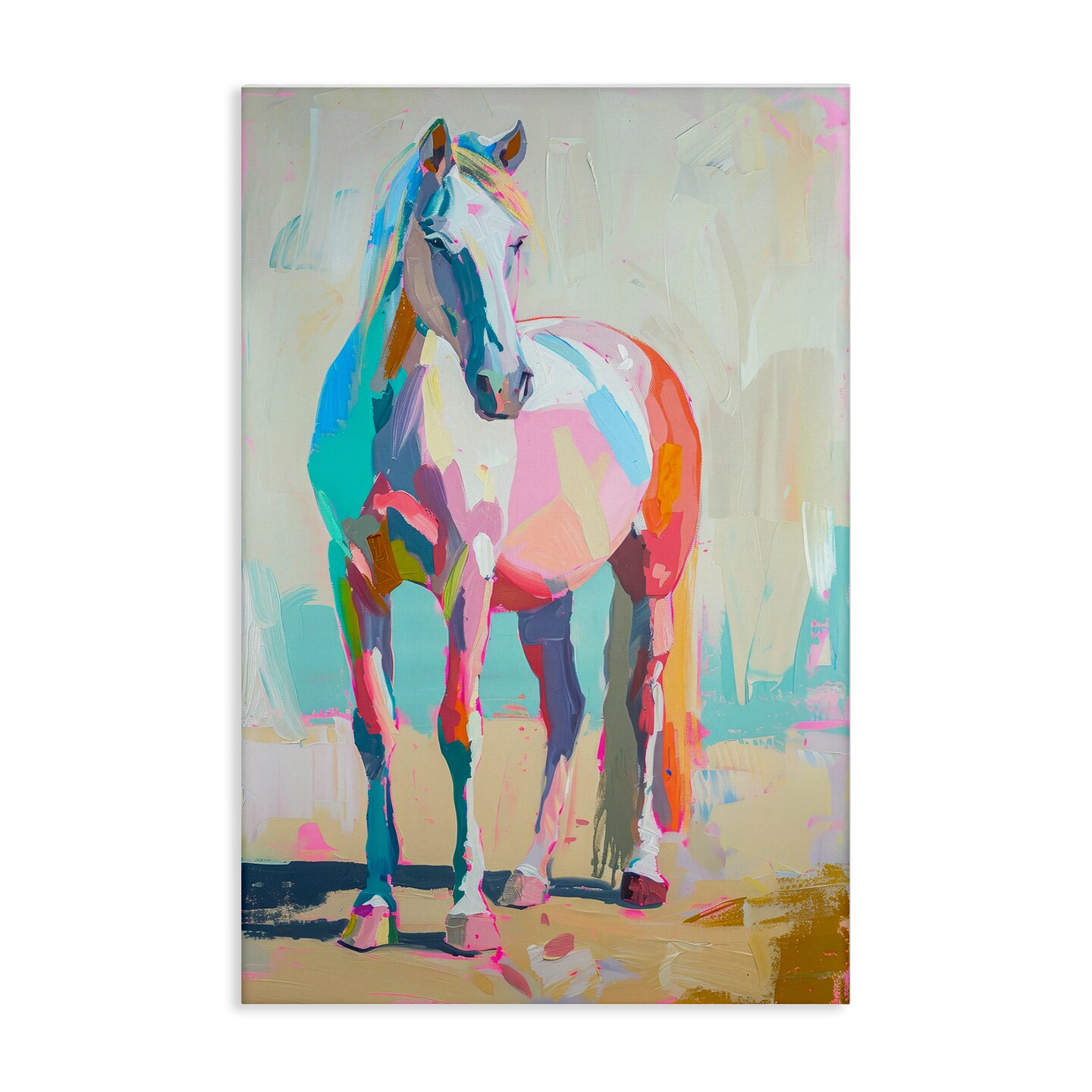 Stupell Industries Pastel Hued Horse Canvas Wall Art Design by Petal Prints Design