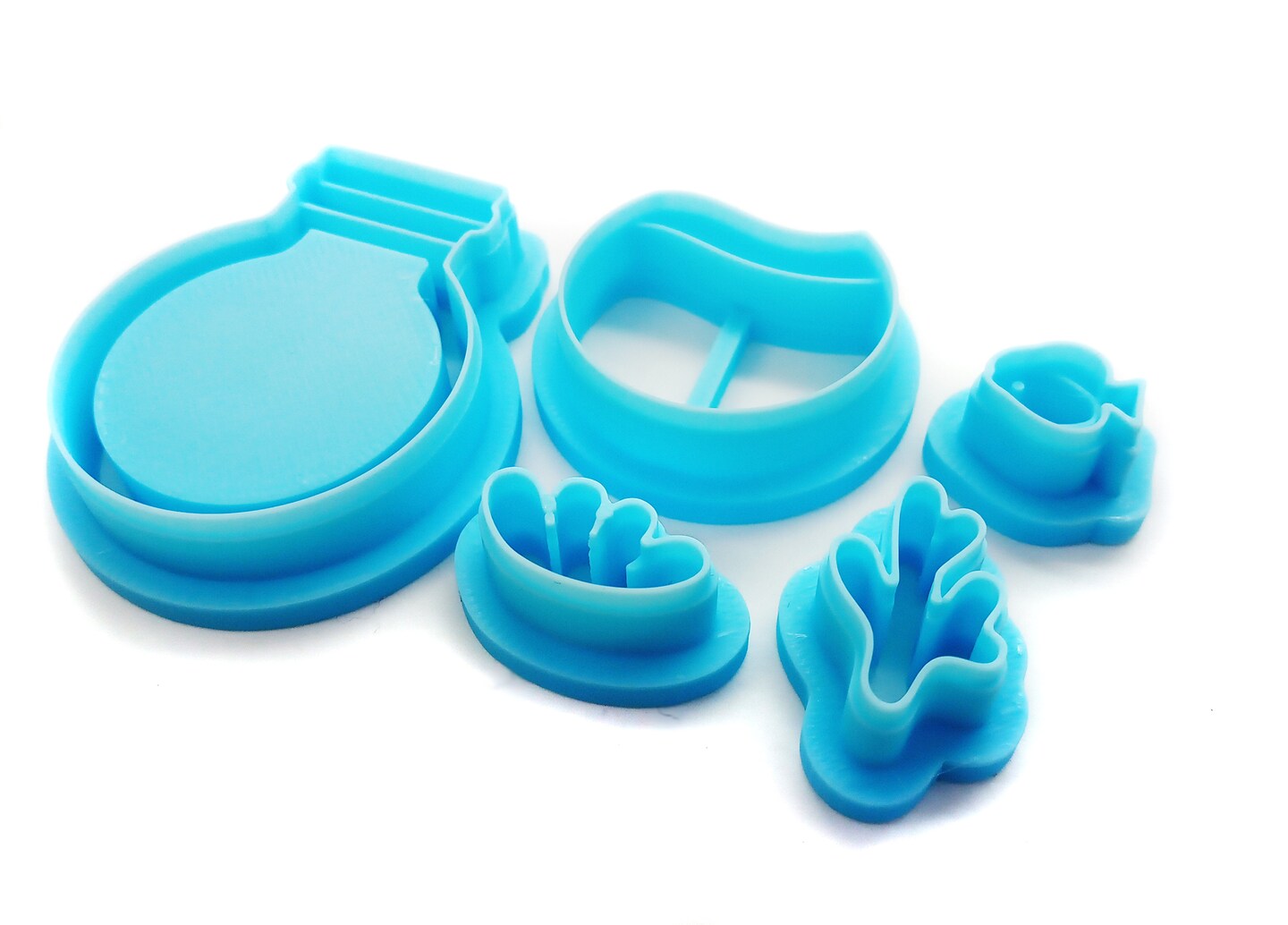 Cute Aquarium Bottle Clay Cutters, 5 pc, Tiny Fish Tank Set, Adorabilities