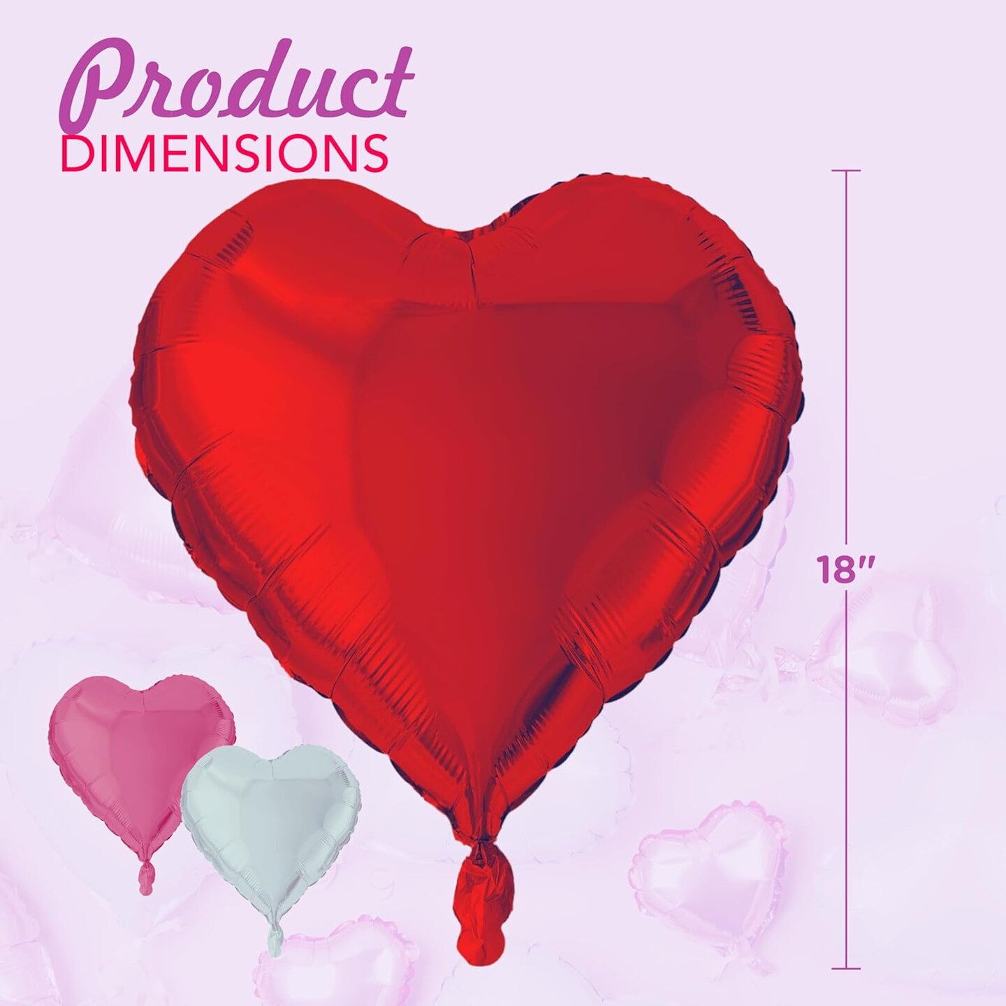 4E&#x27;s Novelty 15 Pack 18 Inch Heart Foil Balloons - White, Red and Pink Balloons