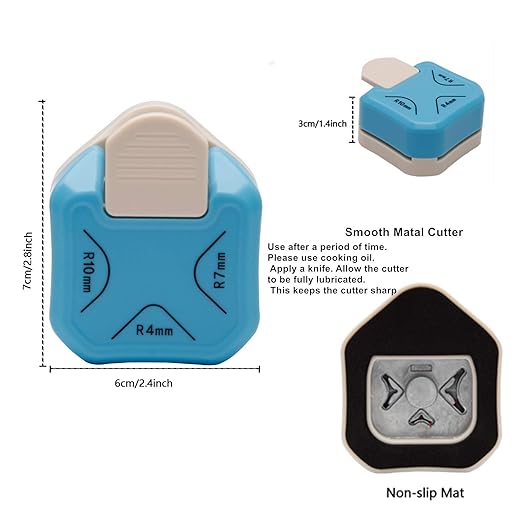 Paper Corner Rounder 3 in 1 &#xFF08;R4mm+R7mm+R10mm&#xFF09;&#xFF0C; Punches for Crafts&#xFF0C; Cutter &#xFF0C;Envelope Punch Board &#xFF0C;Hole Puncher&#xFF0C; Laminate, DIY Projects, Photo Cutter,Card Making Scrapbooking and Journaling