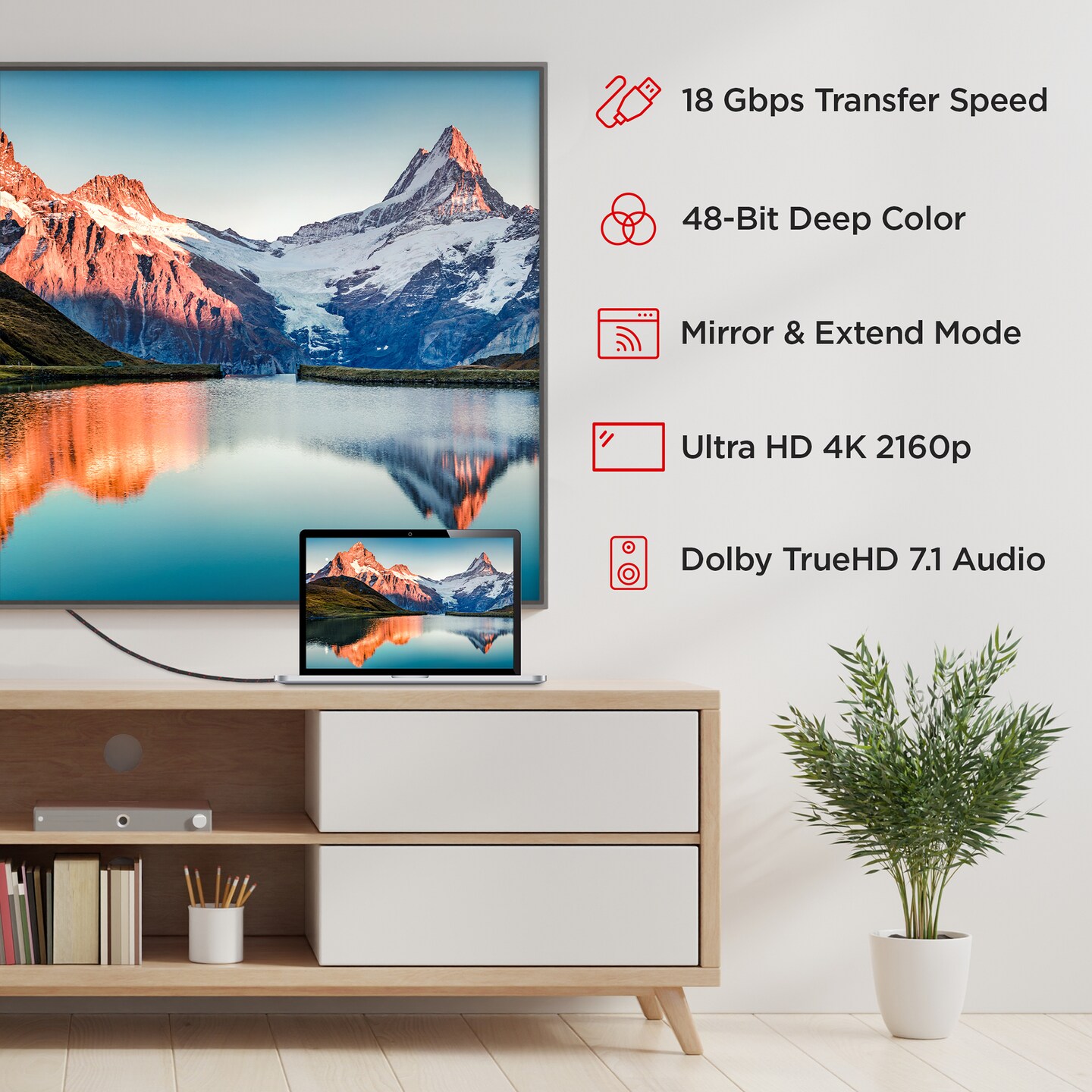 RitzGear 3 ft. 4K HDMI Cable, High Speed 18 Gbps HDMI to HDMI Cable, 3-Pack