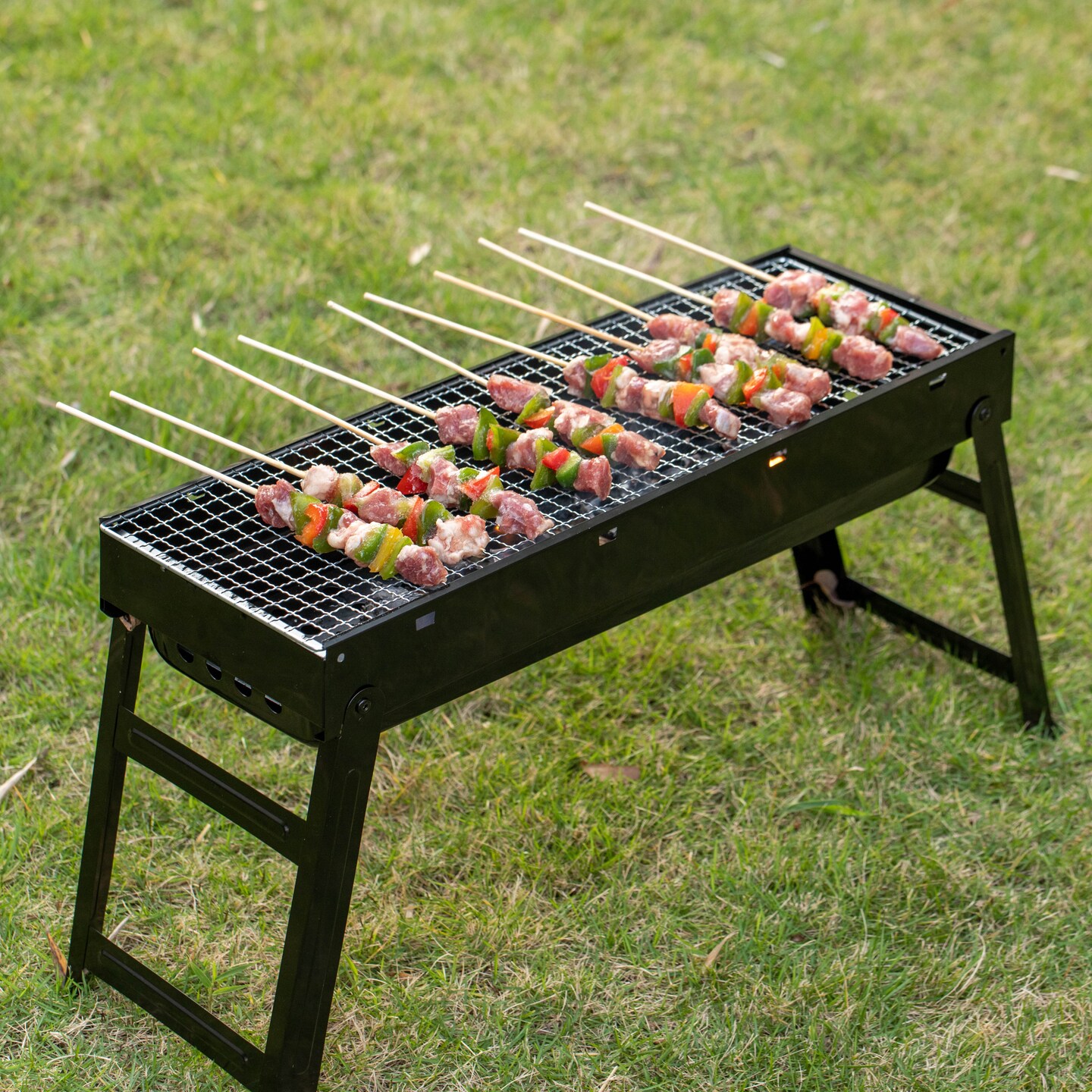 Gardenised Portable Charcoal Grill Foldable Stainless Steel BBQ for Camping Backyard Tailgating Hiking Picnic Travel Beach Parties Garden Gatherings Poolside Cooking Skewers &#x26; Outdoor Barbecues