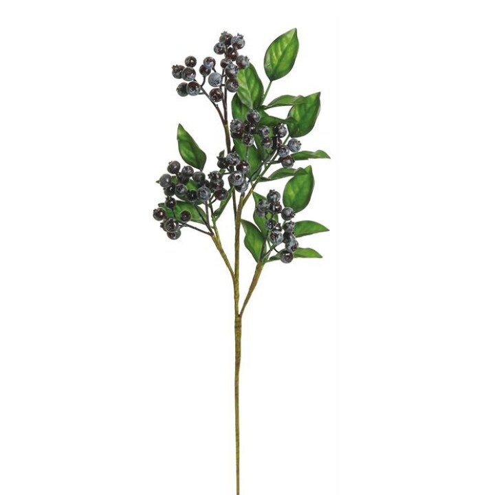 24'' Artificial Blueberry Spray - Lifelike Faux Floral Stem for Decor -B1577-B