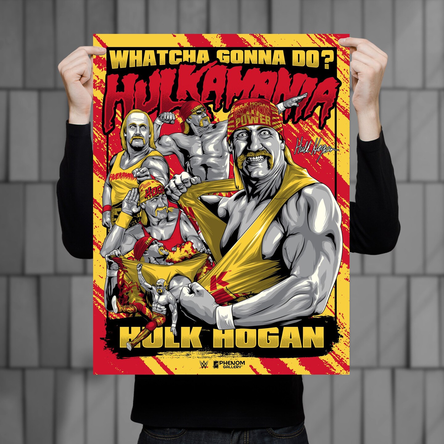 Phenom Gallery WWE Hulk Hogan Hulkamania 18&#x22; x 24&#x22; Deluxe Framed Serigraph Print