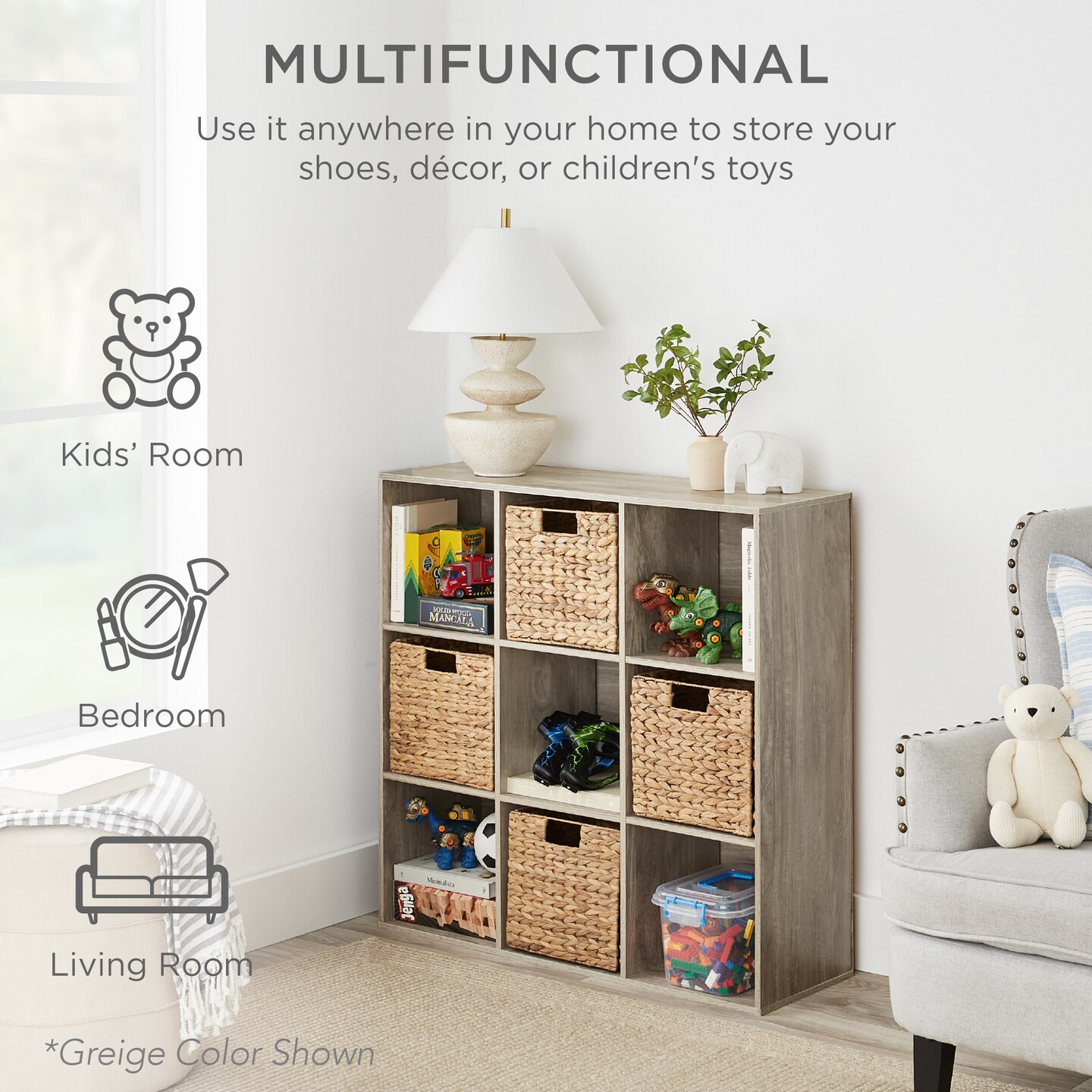 Best Choice Products 9-Cube Bookshelf, 11in Display Storage Organizer w/ 3 Removable Back Panels