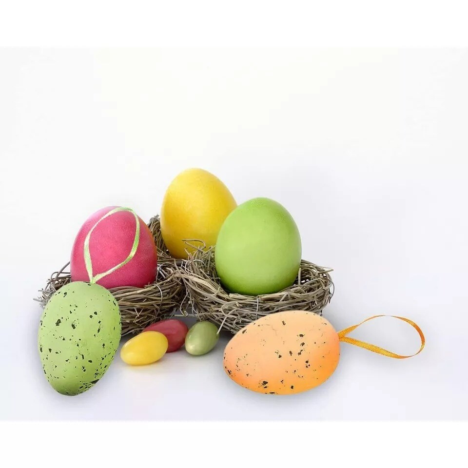 36x Easter Metallic Gold Foam Egg Ornaments for Holiday Decoration