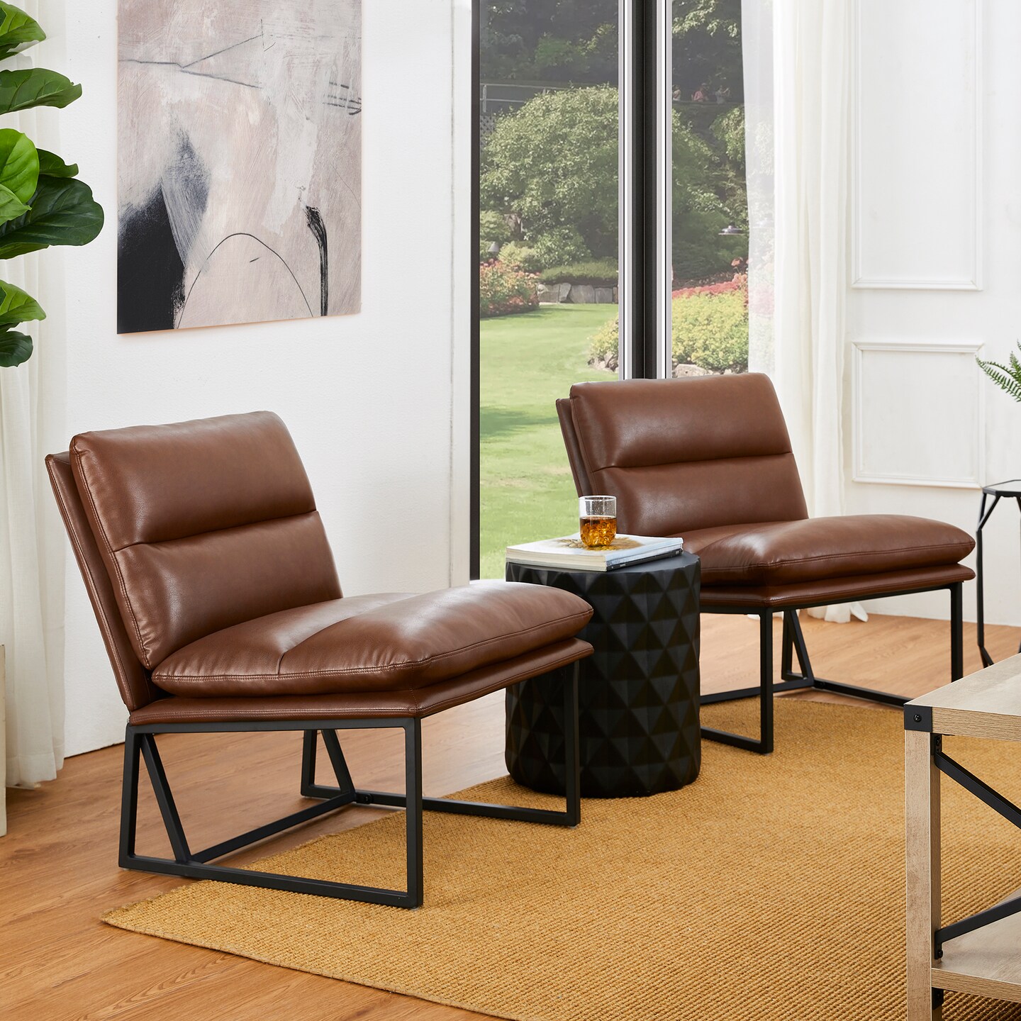30.25&#x22;H Modern Soft PU Leather Armless Accent Chair