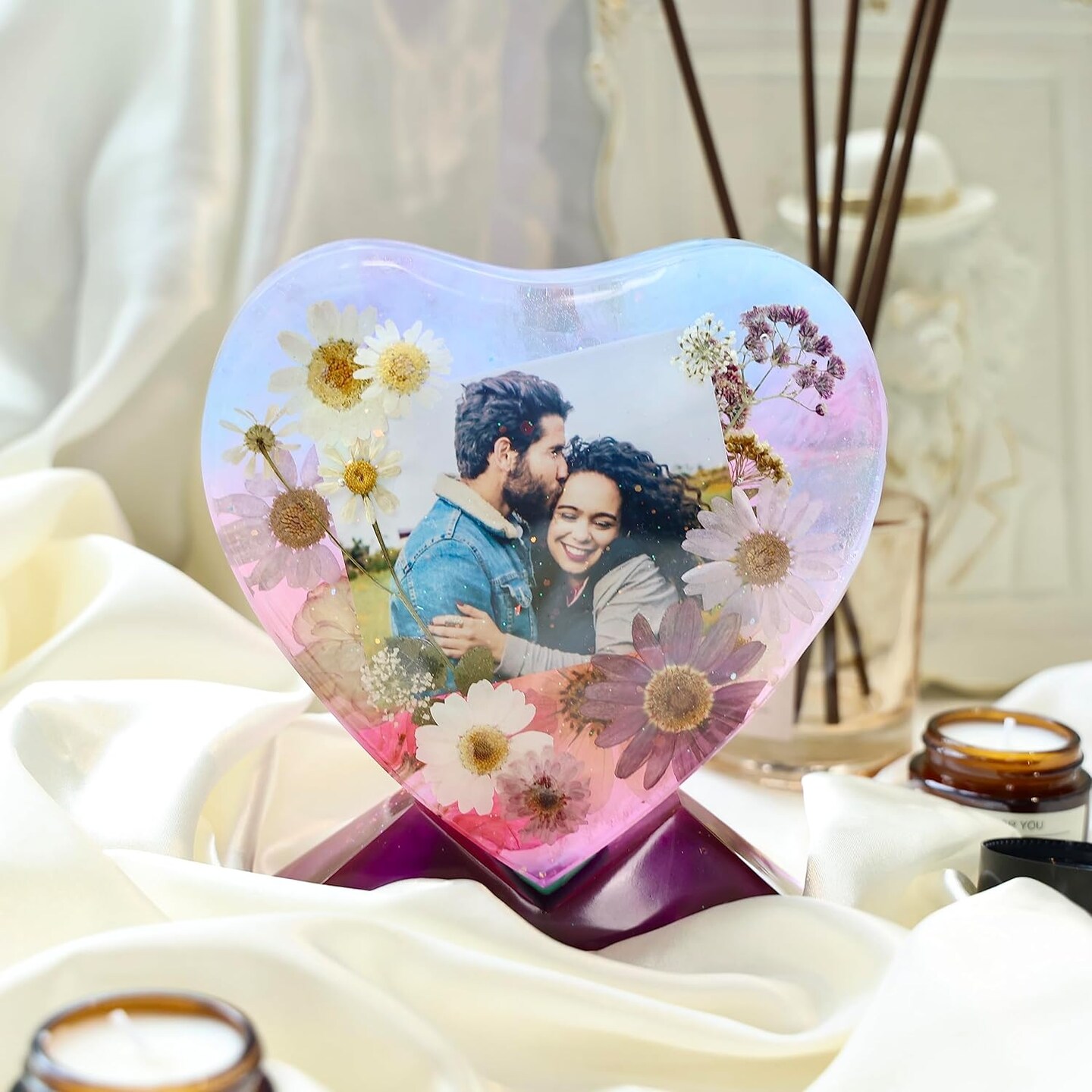 LET&#x27;S RESIN Epoxy Molds Silicone, Large Size Picture Frames Silicone Molds Rectangle &#x26; Heart Shape Epoxy Resin Molds for DIY Home Table D&#xE9;cor