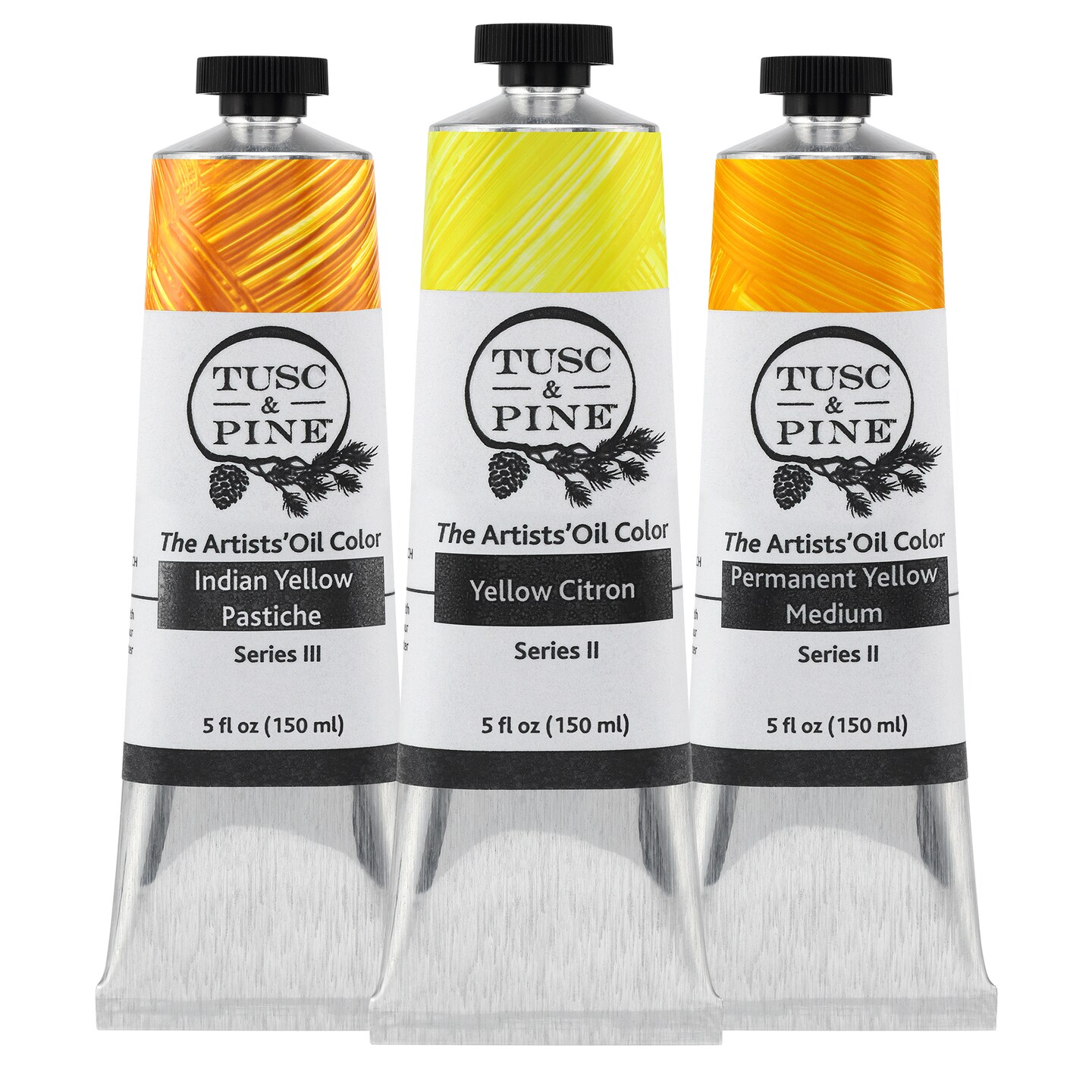 Tusc &#x26; Pine Artist Oil Paint - Set of 3, 150 ml, Yellow Colors, 450 ml of Non-Yellowing, Rich &#x26; Creamy Consistency, Max Pigment Load, Small Batch Oil Paints Made in the USA for Professional Artists