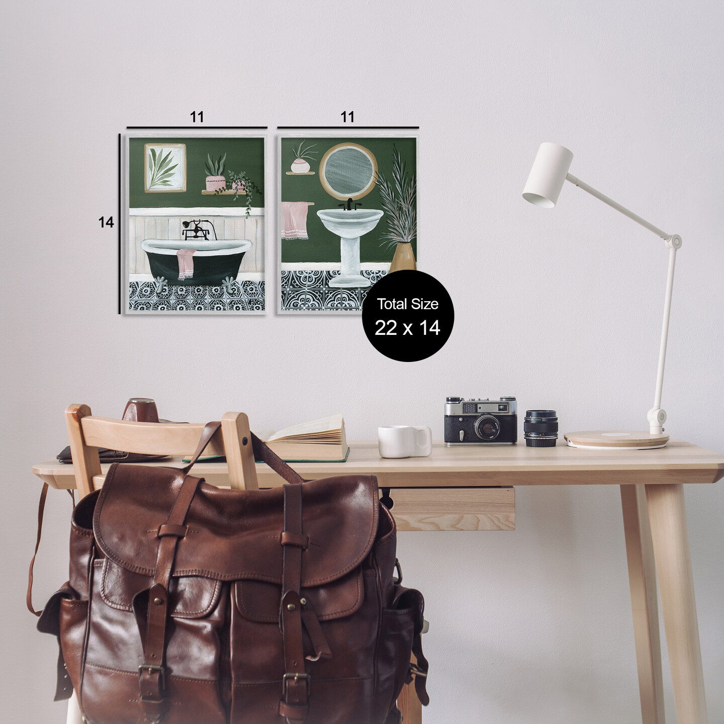 Stupell Industries Inviting Bold Green Bathroom 2 pc Framed Giclee Wall Art Set Design by Yvette St. Amant