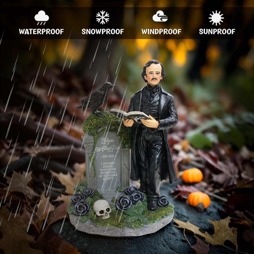 Edgar Allan Poe Handpainted 9&#x22; Figurine, Horror Home Statue Decoration