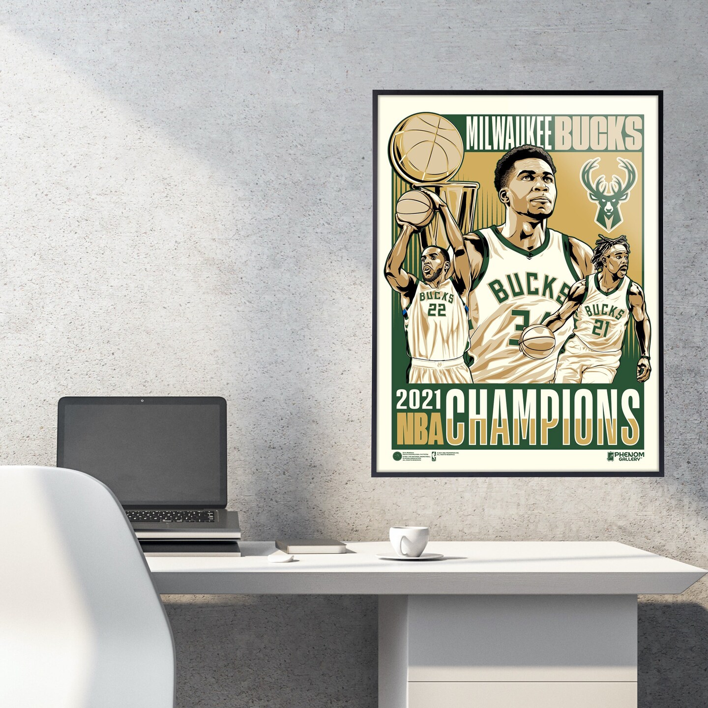 Phenom Gallery Milwaukee Bucks 2021 NBA Championship 18&#x22; x 24&#x22; Serigraph