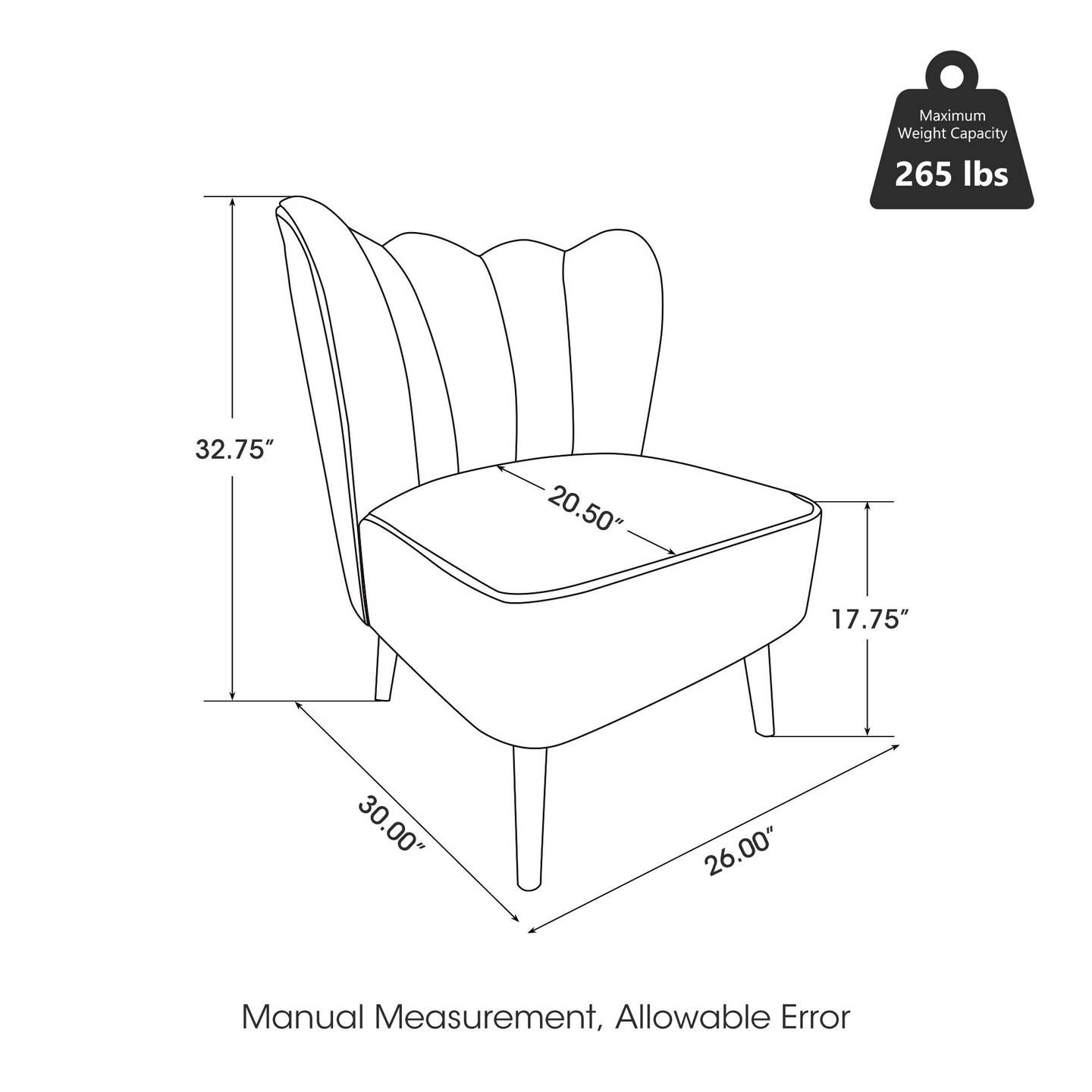 32.75&#x22;H Upholstered Tufted Accent Chair with Rubber Wood Legs