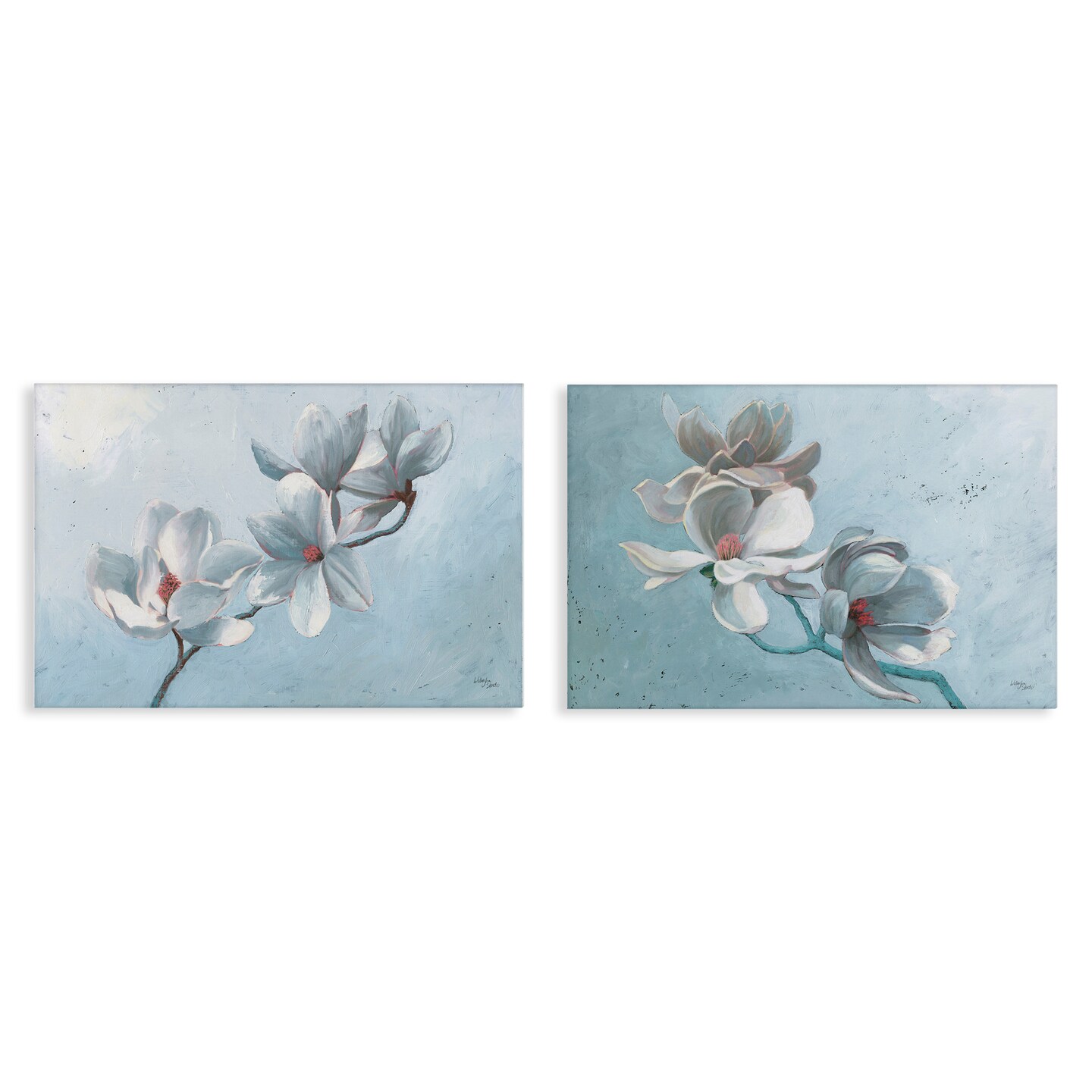 Stupell Industries Single Magnolia Branch Blossoms 2 pc Canvas Wall Art Set Design by Wellington Studio