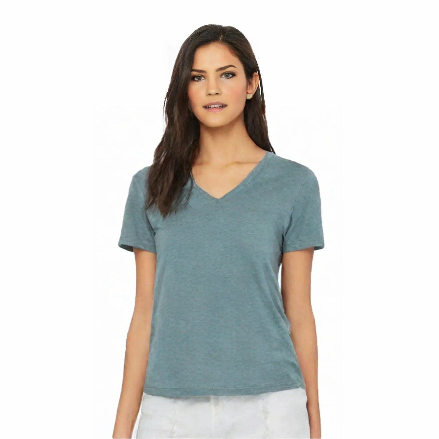 BELLA + CANVAS® Women's Relaxed Heather CVC V-Neck Short Sleeve T-Shirt - 6405CVC