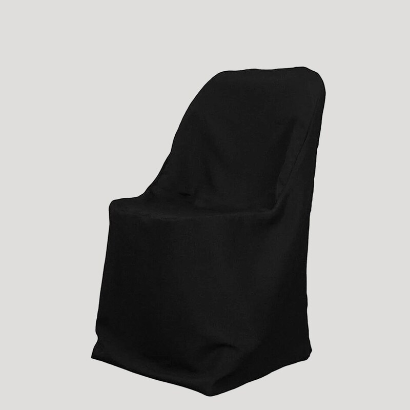 Wrinkle Free Folding Chair Covers for Weddings &#x26; Events White Ivory Black