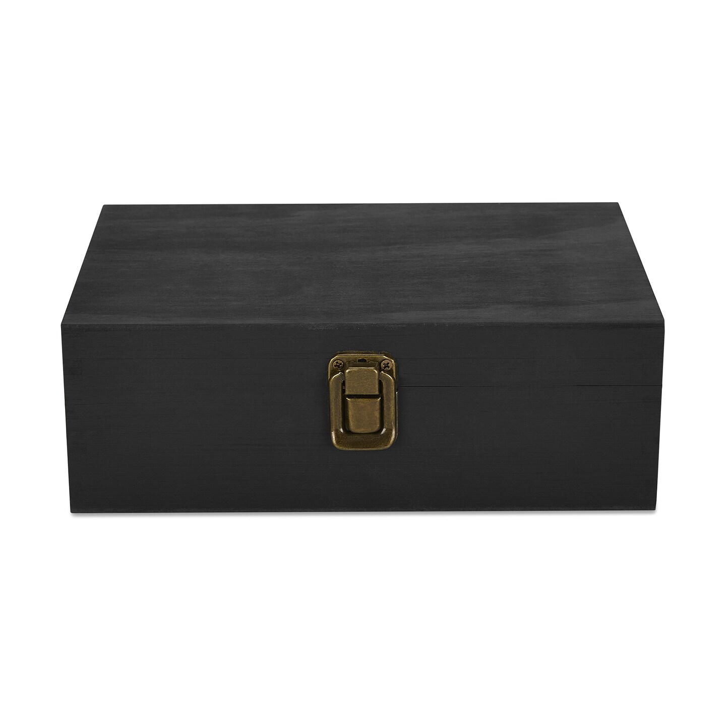 Makerflo Medium Pine Wood Memory Box with Black Felt Inside and Hinged with Clasp of Front, Keepsake Wooden Box Ideal for Craft and Personalization (Laser Engraving, Epoxy, UV DTF, and Vinyl)