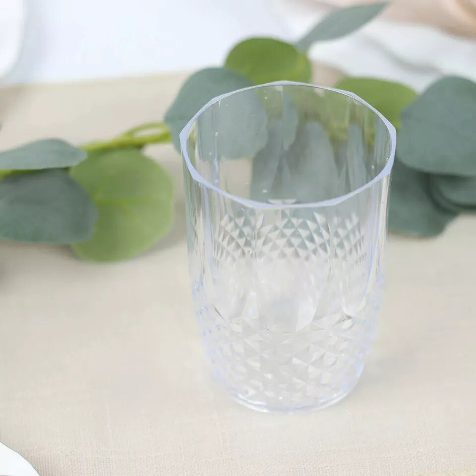 6 Crystal Clear 16 oz Plastic Disposable DRINKING GLASSES Party Events