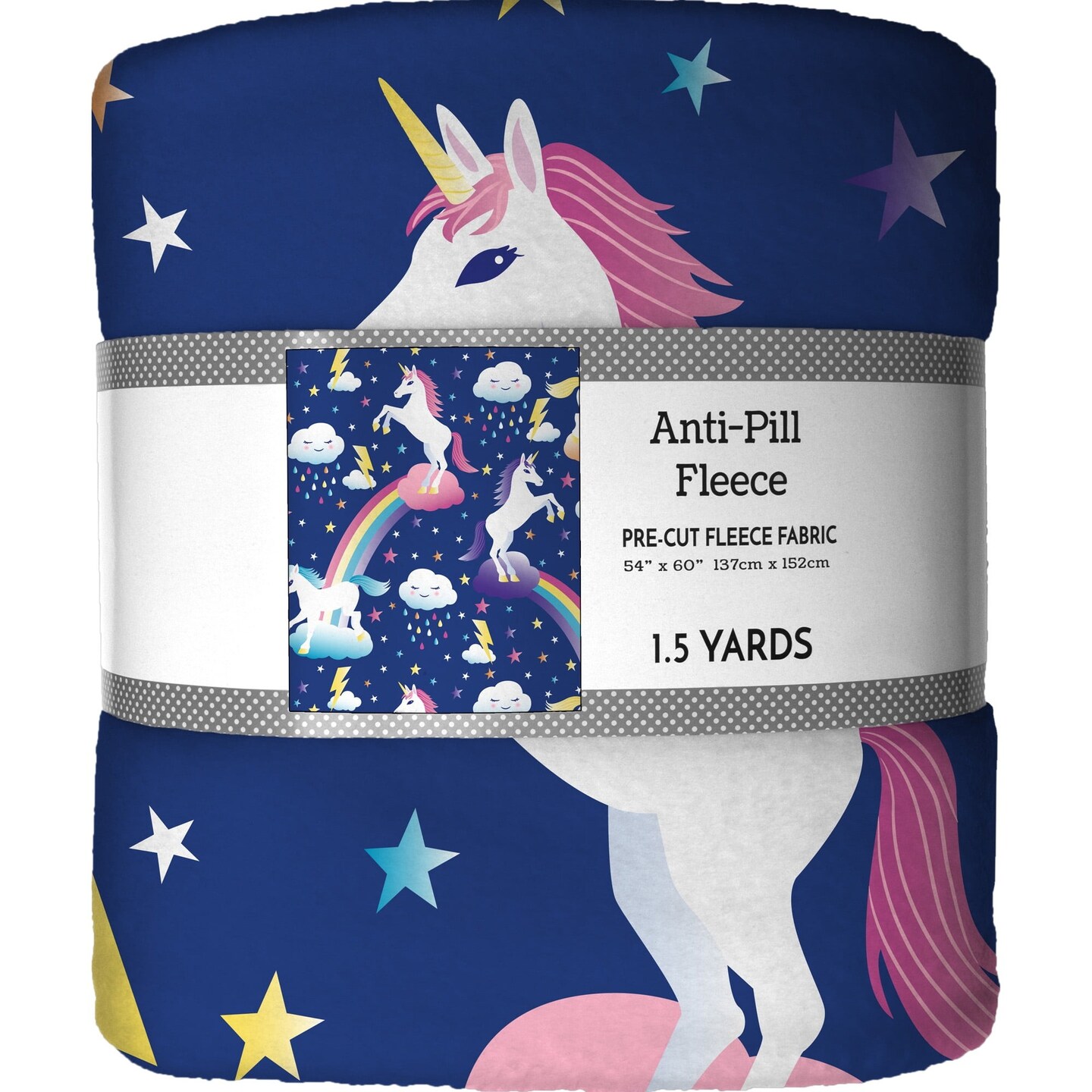 DAVID TEXTILES UNICORN DREAMS NAVY HEAVENLY PLUSH 1.5 YD CUT