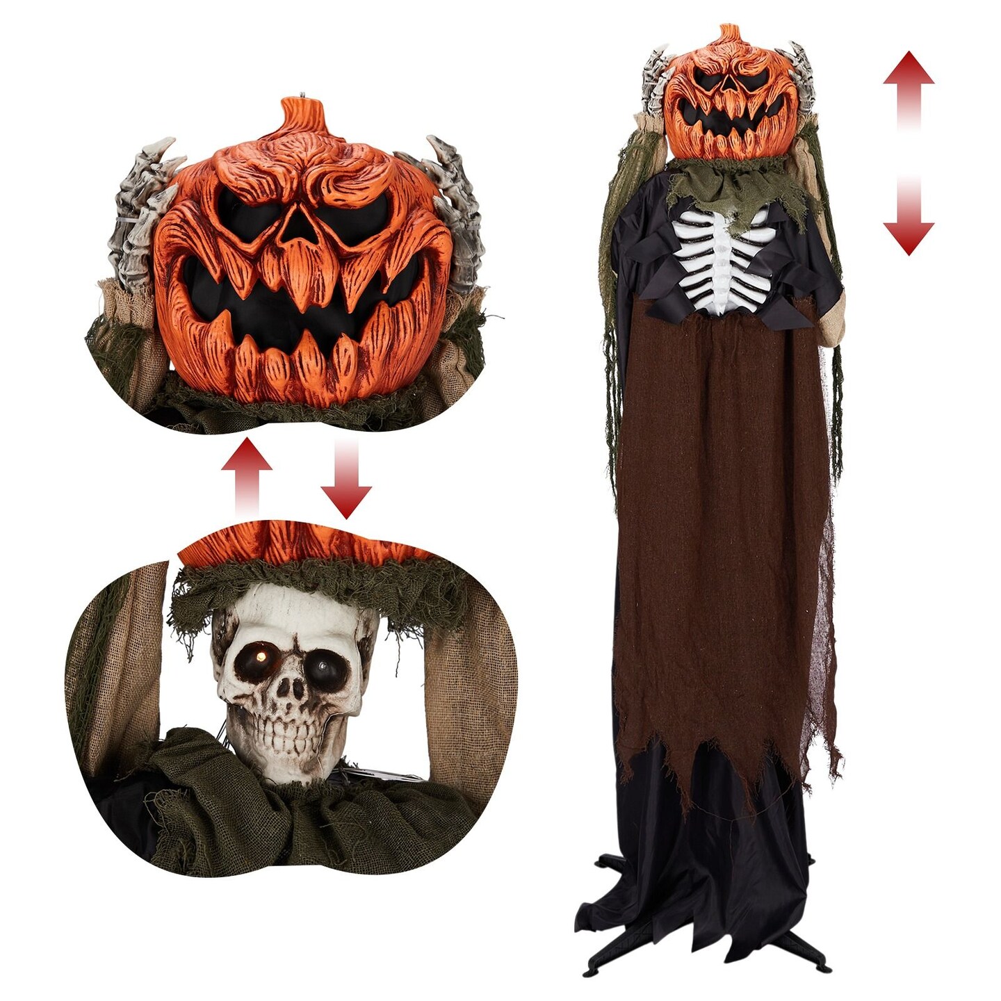 5.6FT Life-Size Halloween Grim Reaper Animatronic Sound-Activated with Glowing Red Eyes, Creepy Movements &#x26; Haunting Sounds Battery Powered Indoor/Outdoor Scary Decoration