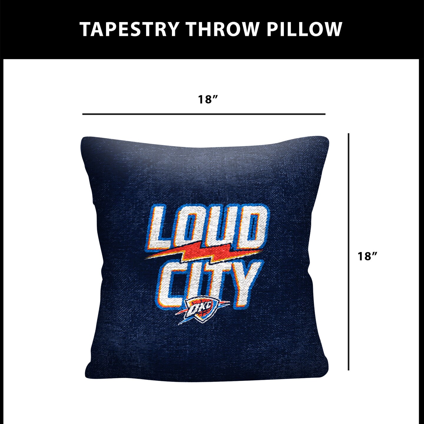 NBA Oklahoma City Thunder 2025 Champs Hoopla Double Sided 18 Inch Tapestry Pillow