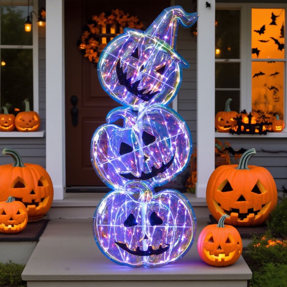 Standing 150 LED Lighted Pumpkin Halloween Decoration with Base