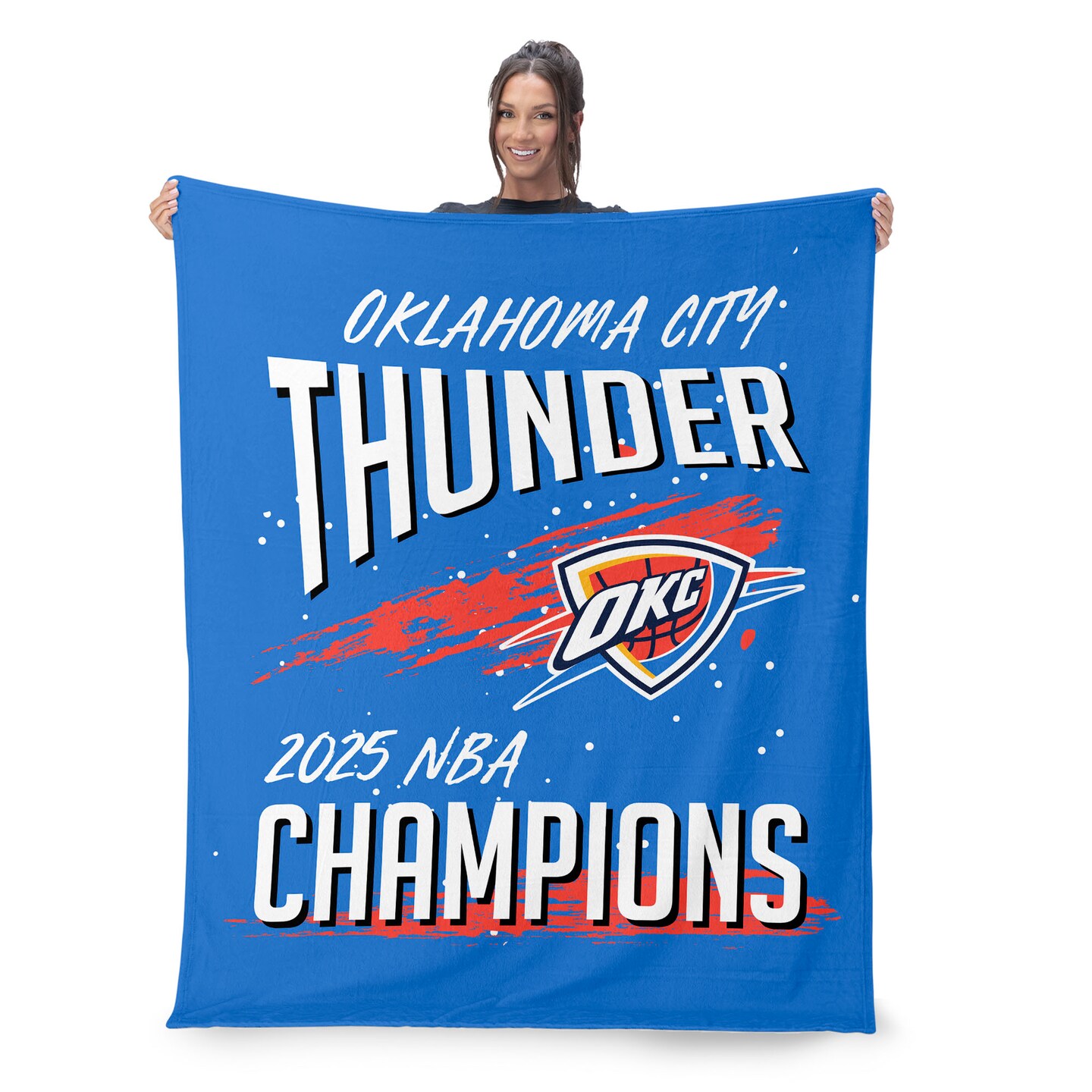 NBA Oklahoma City Thunder 2025 Champs Net Gain Silk Touch Throw Blanket
