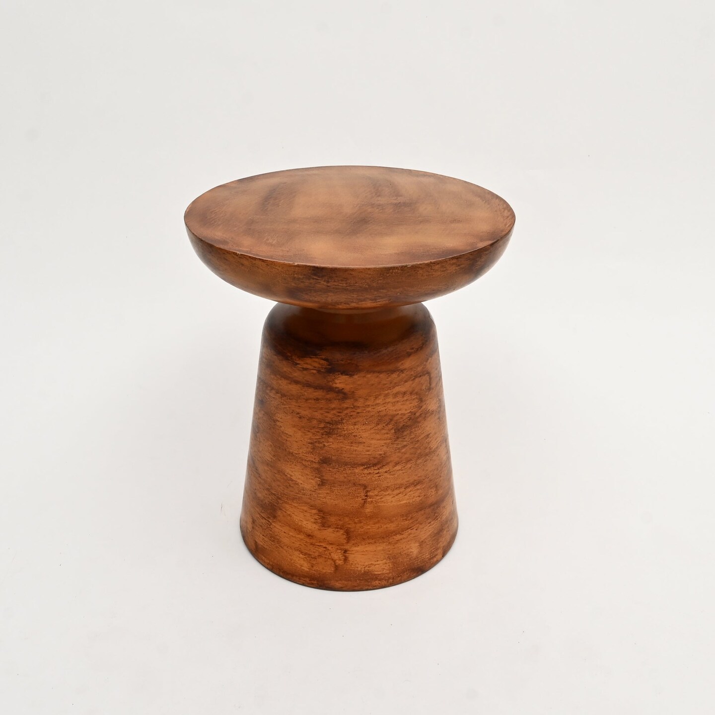 Decorative Iron Round Side Table With Natural Wood Finish &#x2013; Sturdy, Rustic Seating for Home or Office D&#xE9;cor-17X17X15&#x22;