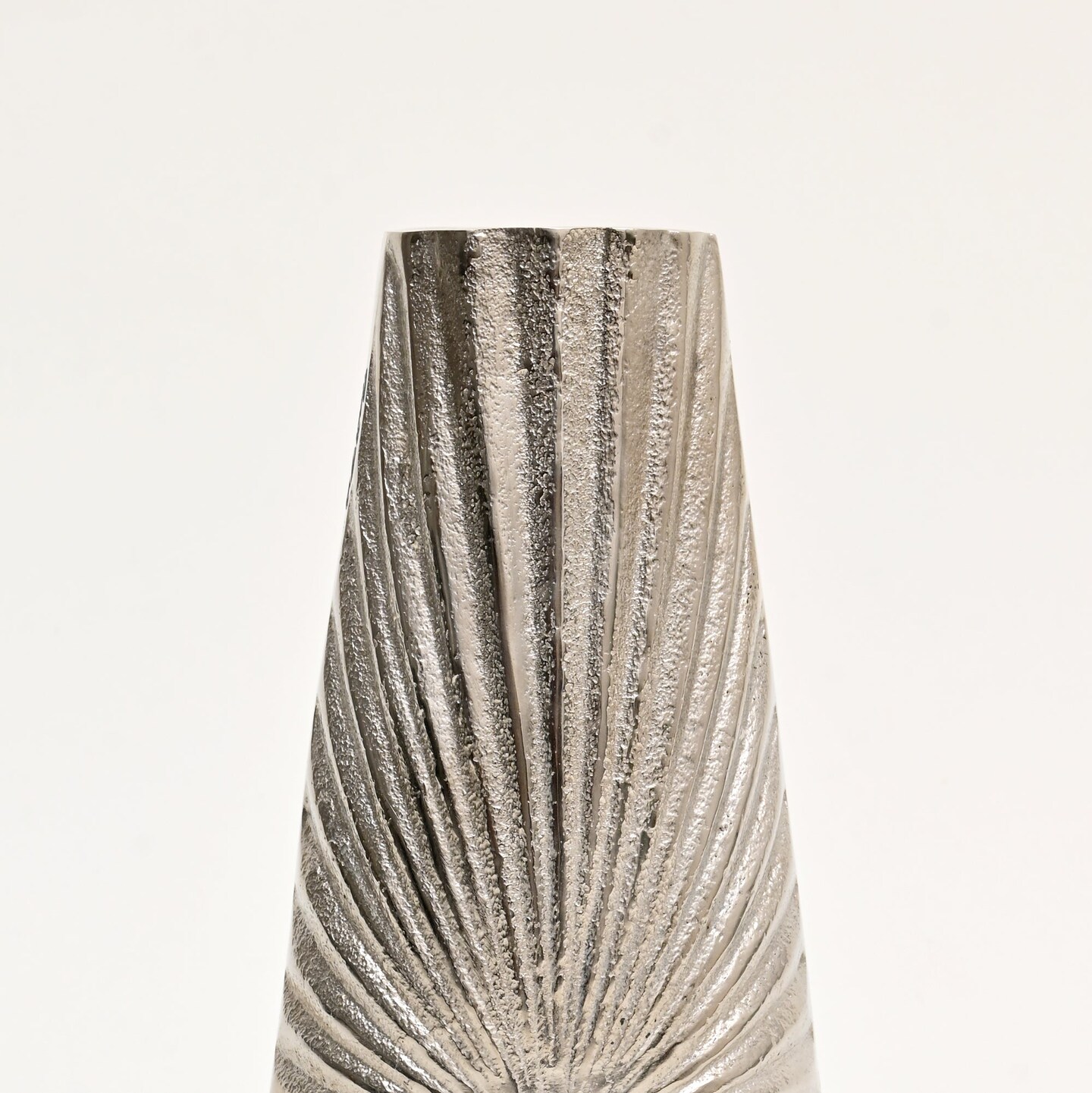 Decorative Wave Tall Aluminum Vase – 5X4X12" Nickel Finished Table Accent