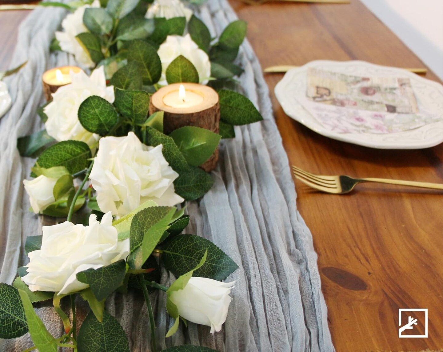 5Pcs 32.5FT White Flower Spring Garland Fake Vines Faux Artificial Floral Garland for Wedding Decortions Hanging Rose