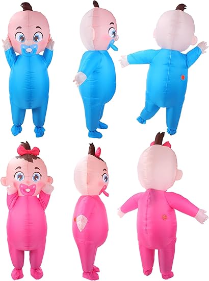 2 Pcs Giant Inflatable Baby Costume 96 Inch Gender Reveal Ideas Boy and Girl Blow Costume Outfit for Adult Baby Shower Gender Reveal Party Halloween Christmas Cosplay Supplies