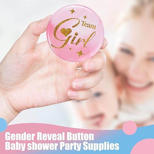 Gender Reveal Button Pins 30PCs - 2 inches Team Boy or Girl Team Boy Team Girl Gender Reveal Pins for Baby Shower Gender Reveal Decorations Ideas Party favors Supplies - 5 cm