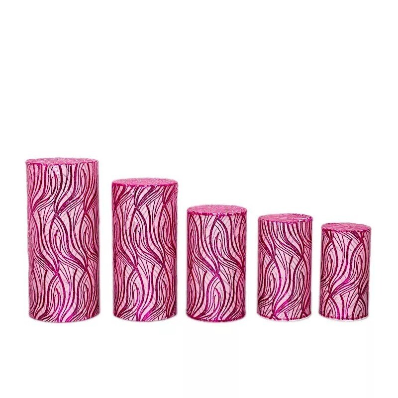 5 Mesh with Wavy Embroidered Sequins Cylinder Display Stand Covers Set Party